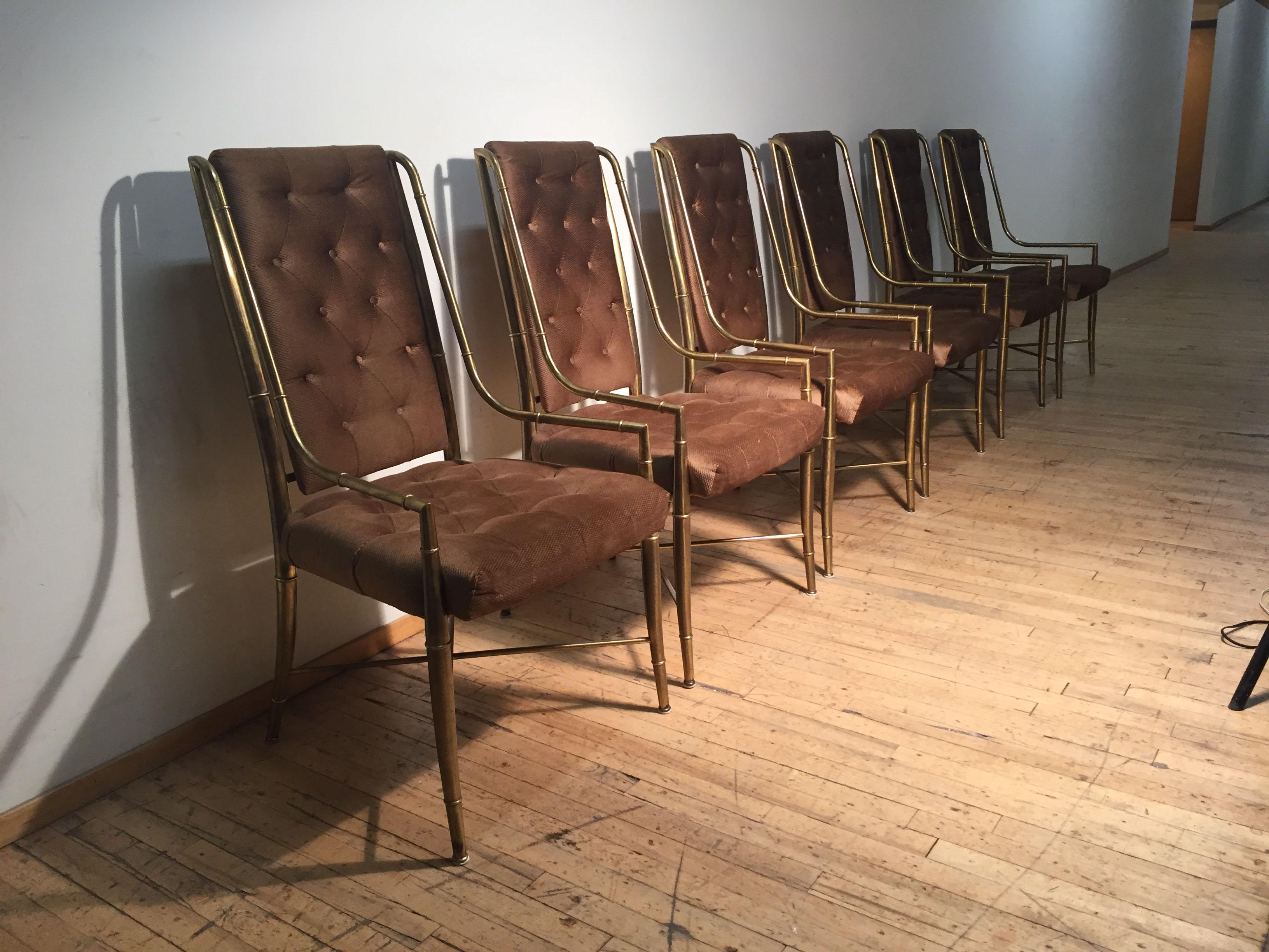 Six Mastercraft Brass Bamboo Imperial Dining Chairs, Italy - 12 available For Sale 1