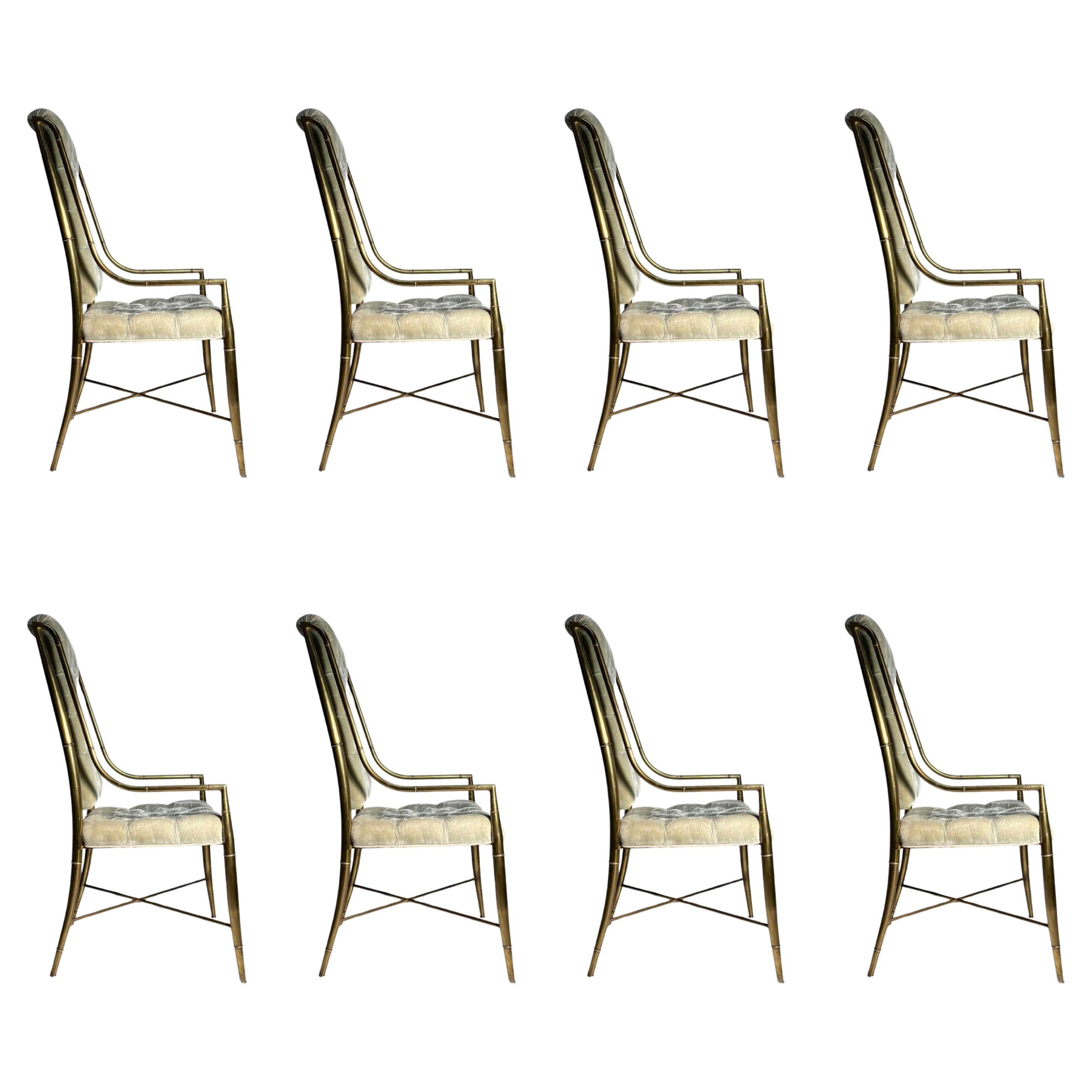 Mastercraft Brass Bamboo Imperial Dining Chairs / Set of 8