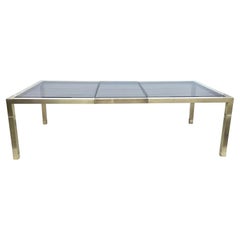 Mastercraft Brass & Bronze Tinted Glass Extending Parsons Dining Table