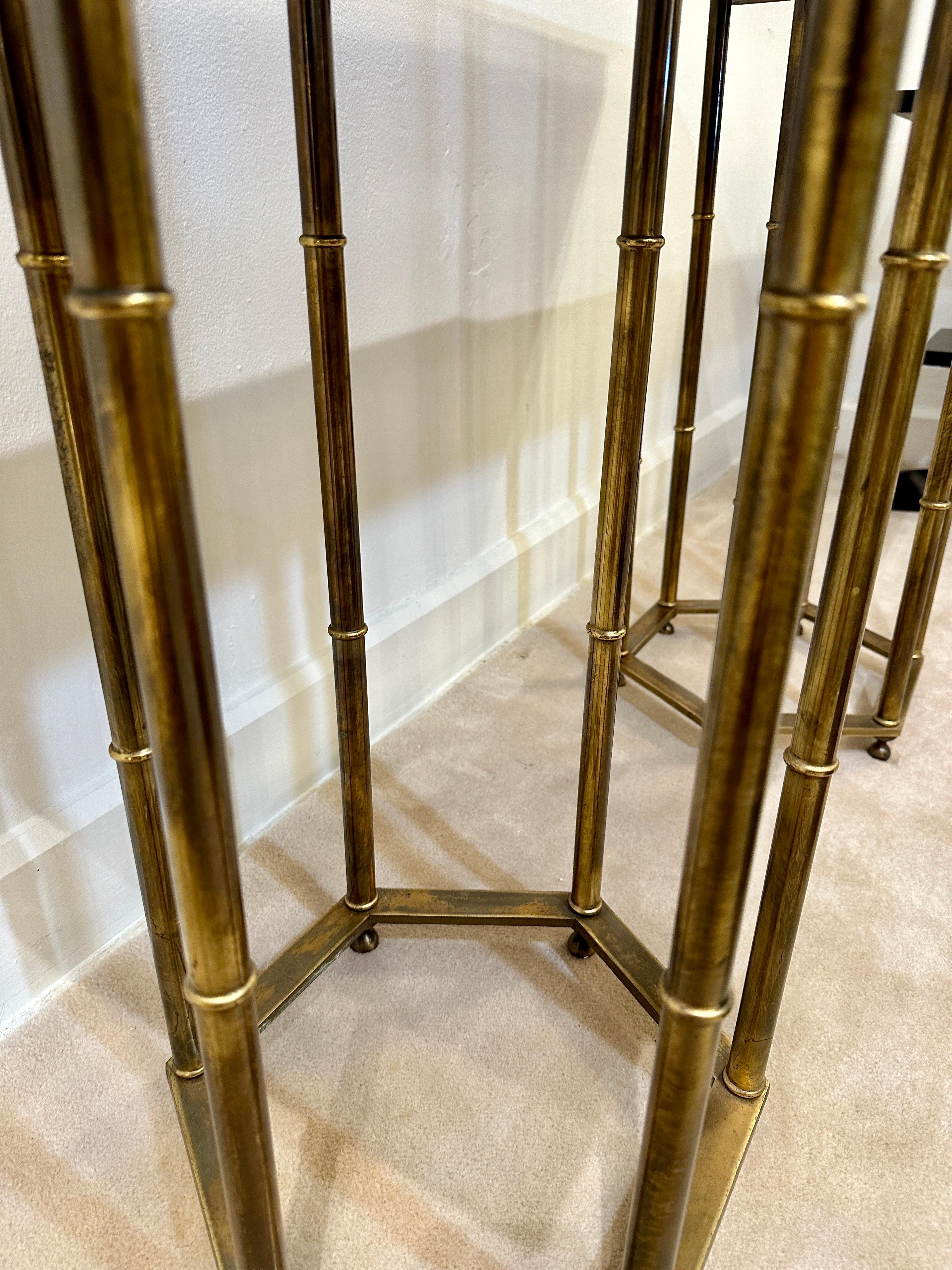 Mastercraft Brass & Burl Walnut Console Table by Bernhard Rohne In Good Condition For Sale In East Hampton, NY