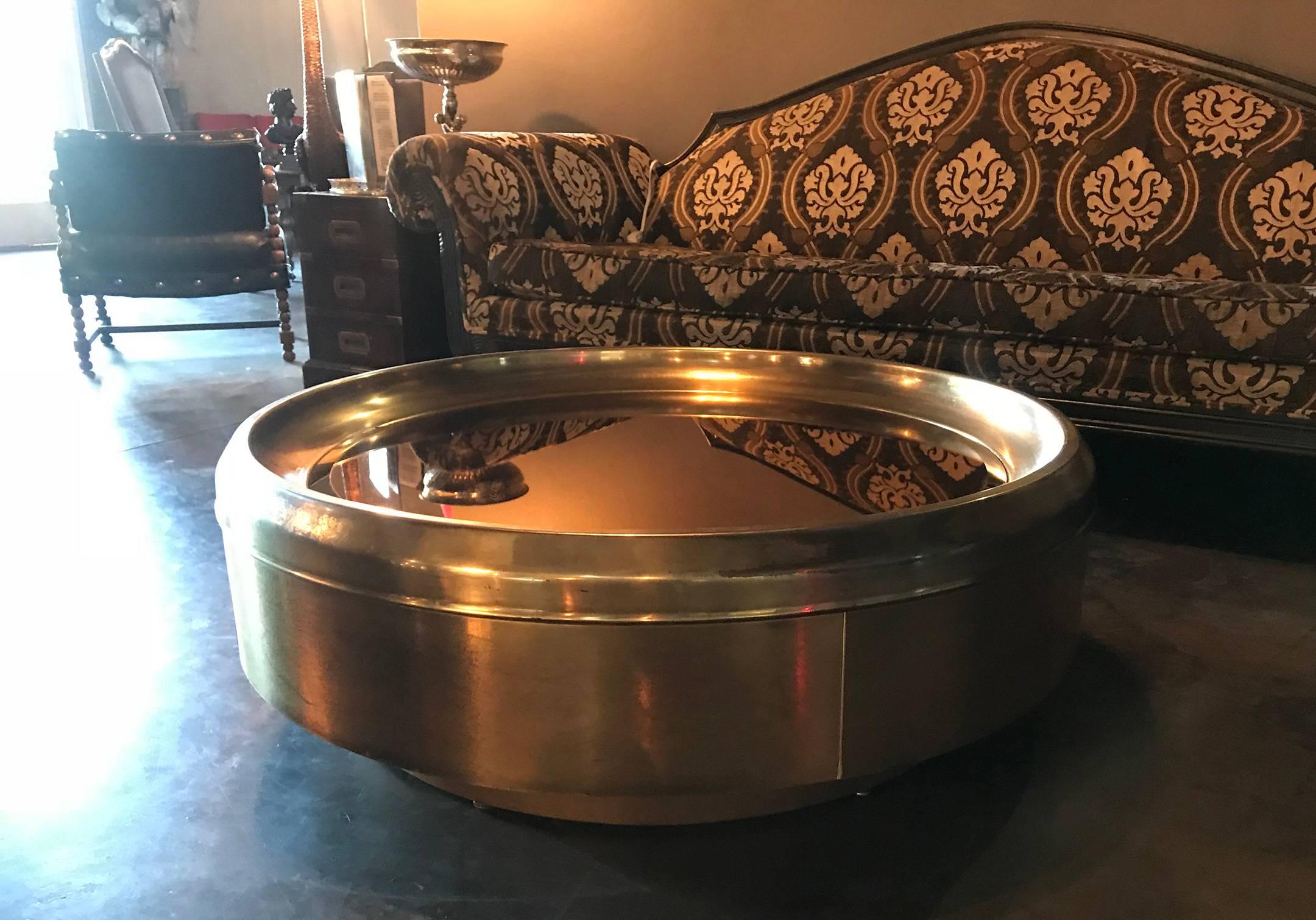 Mid-Century Modern Mastercraft Brass Canister Coffee Table