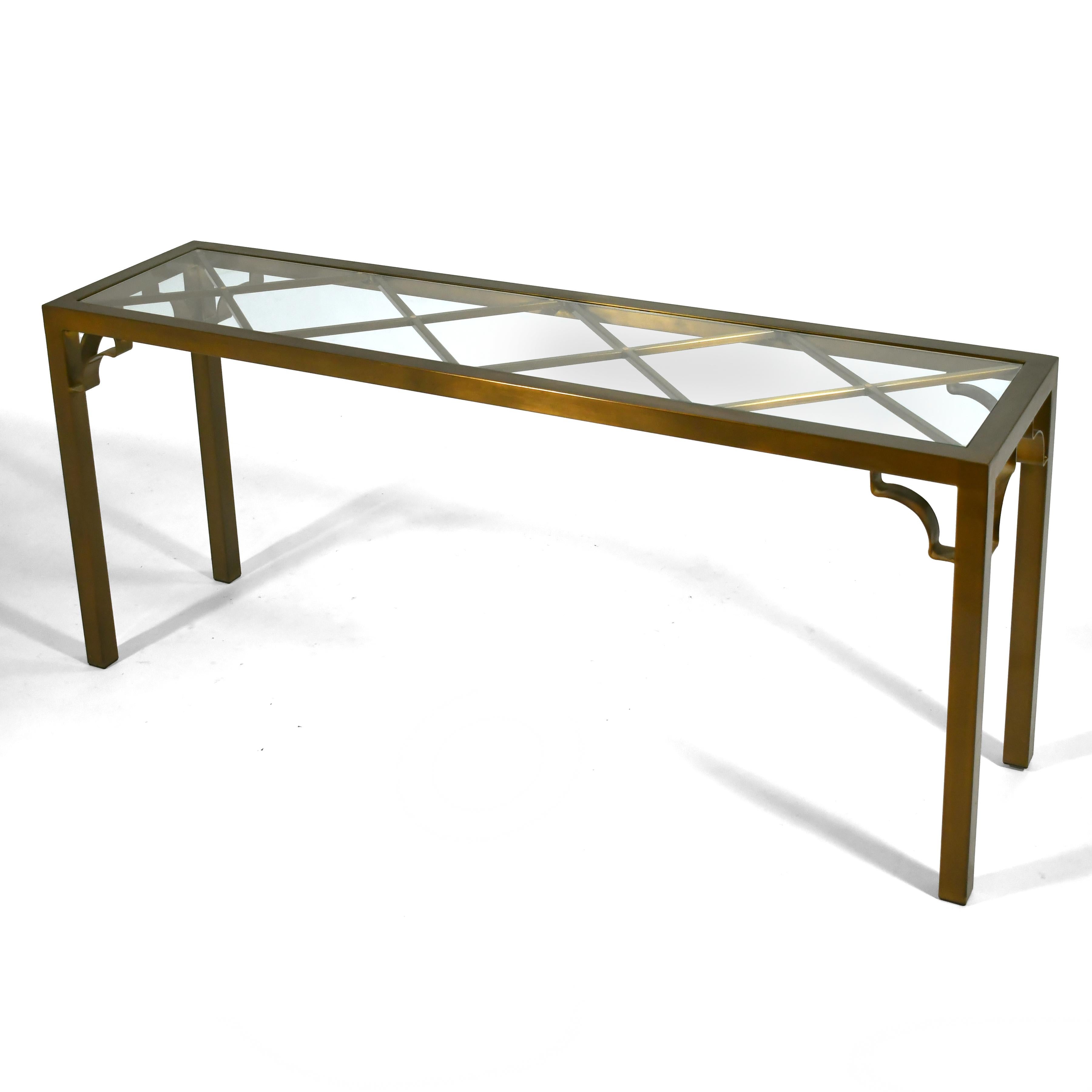Mastercraft Brass Chinese Chippendale Console Table For Sale 4