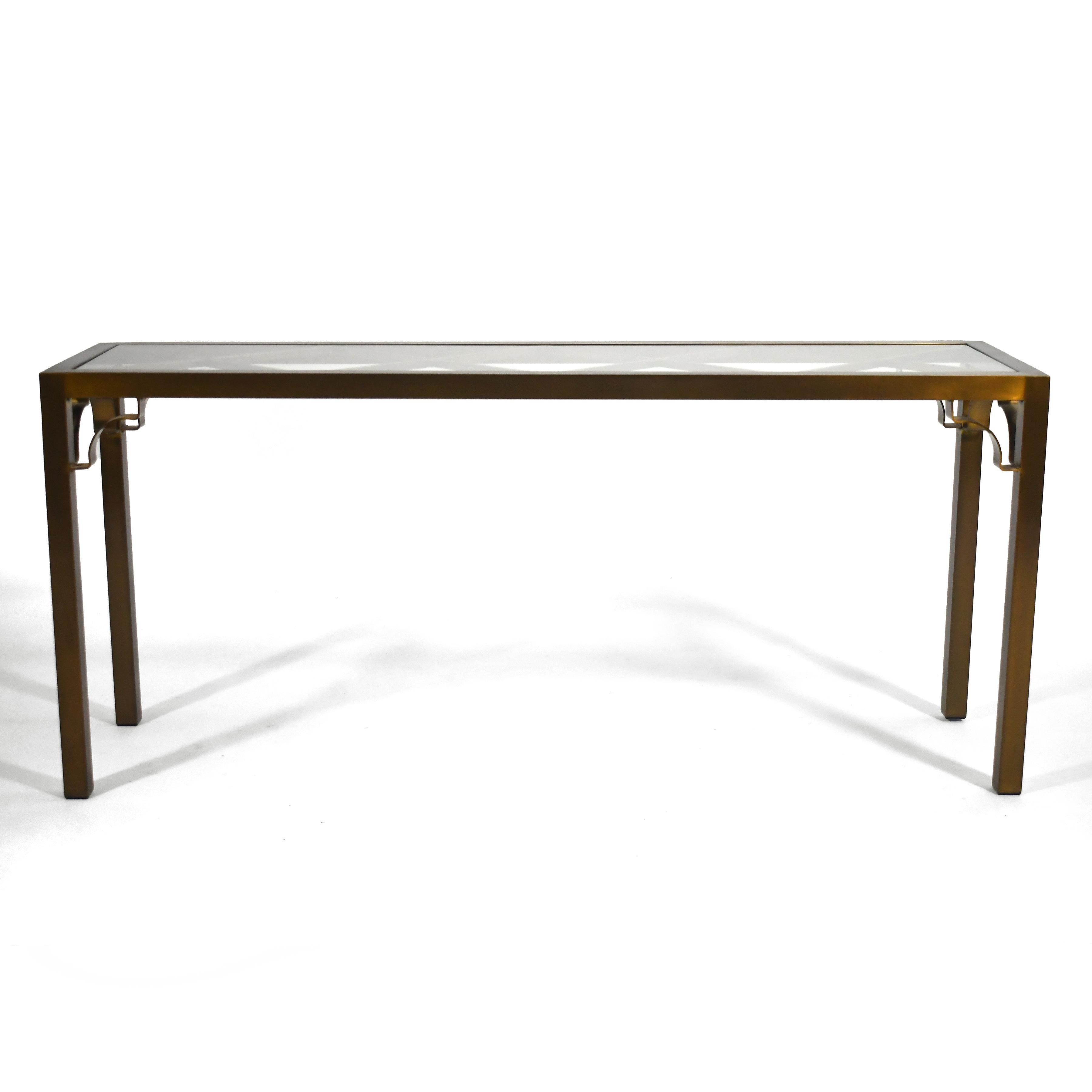 Late 20th Century Mastercraft Brass Chinese Chippendale Console Table For Sale