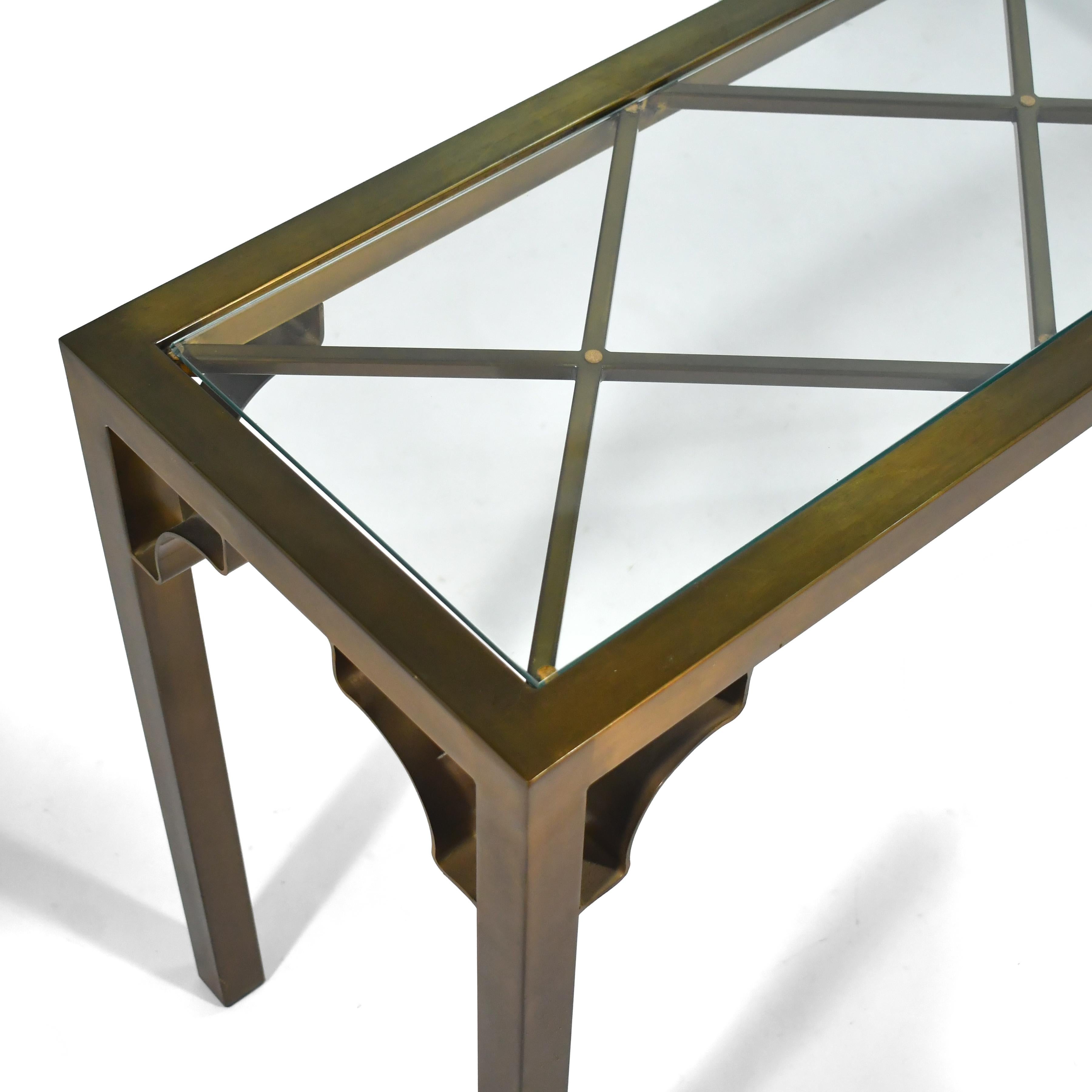 Mastercraft Brass Chinese Chippendale Console Table For Sale 1