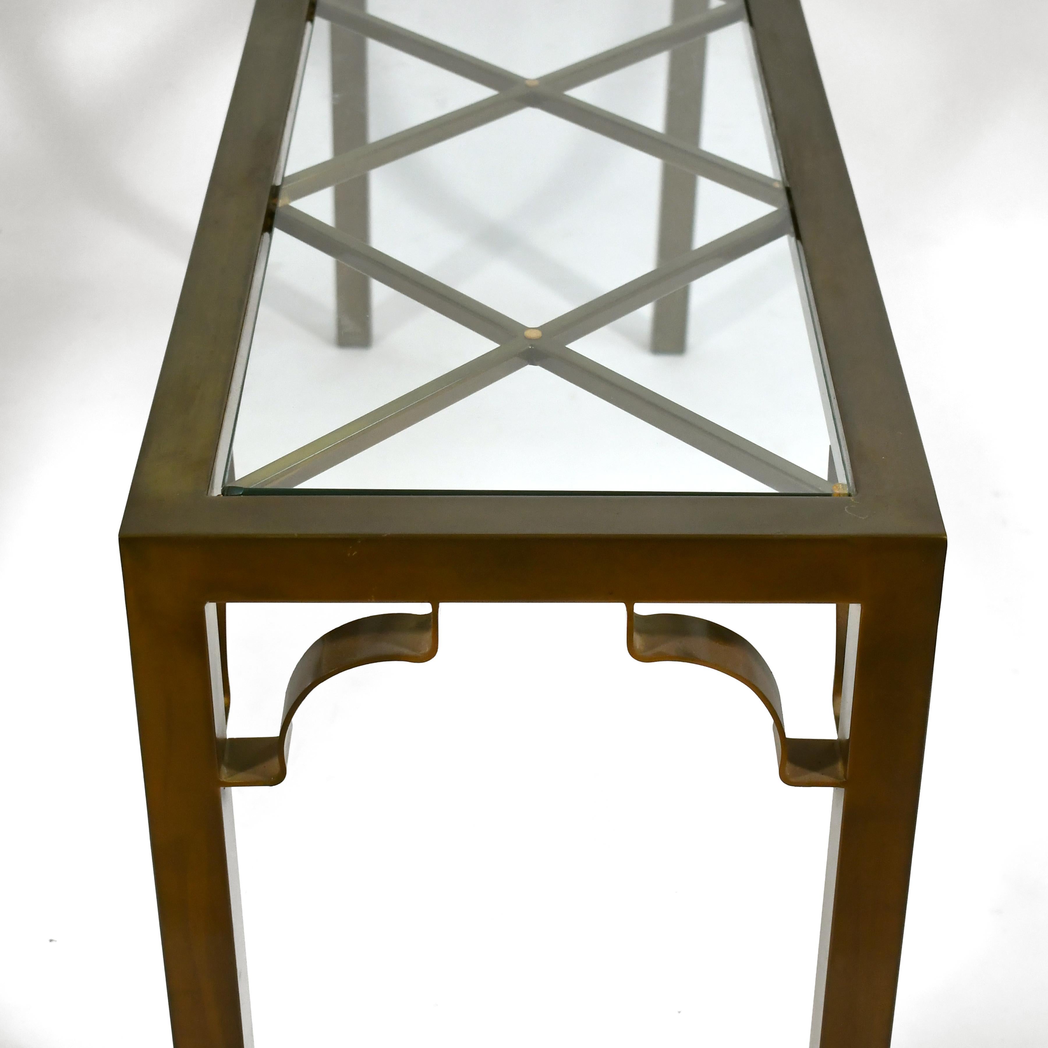 Mastercraft Brass Chinese Chippendale Console Table For Sale 2
