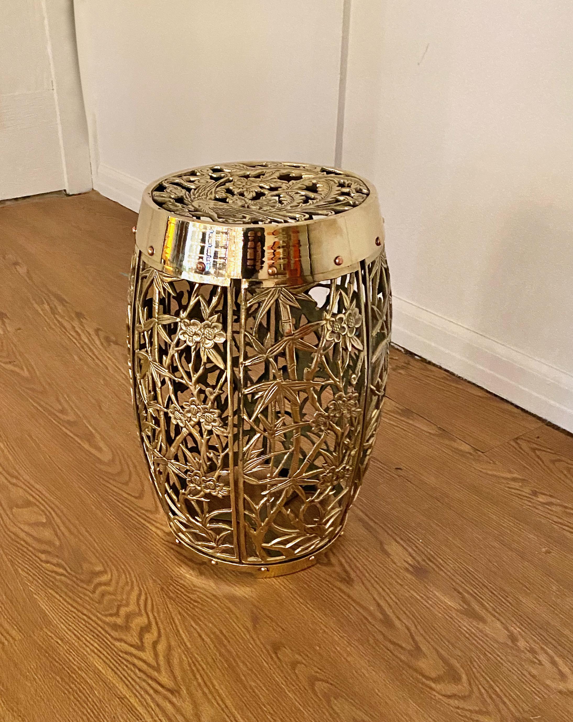 Cast Mastercraft Brass Chinoiserie Garden Seat