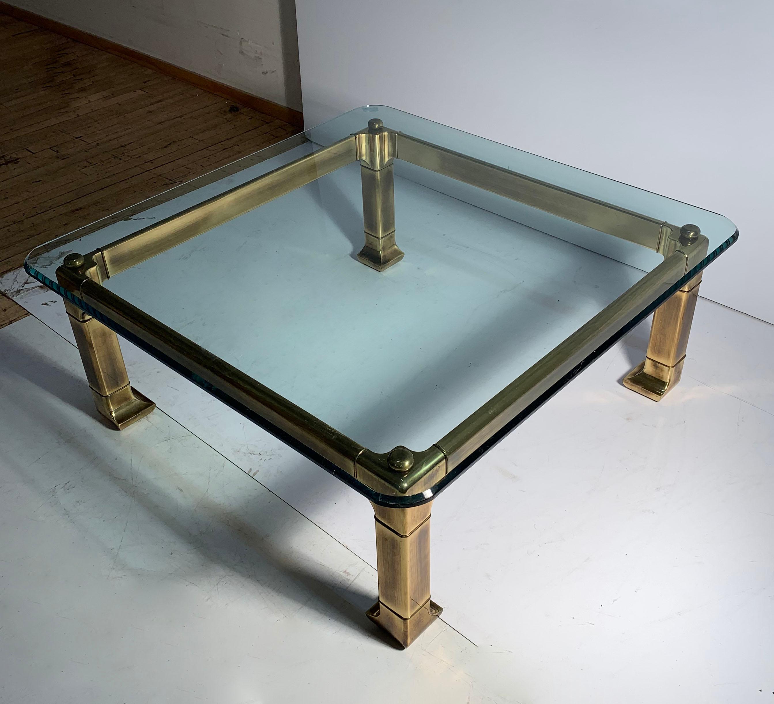 Mastercraft Brass Chinoiserie Glass Coffee Table For Sale 4
