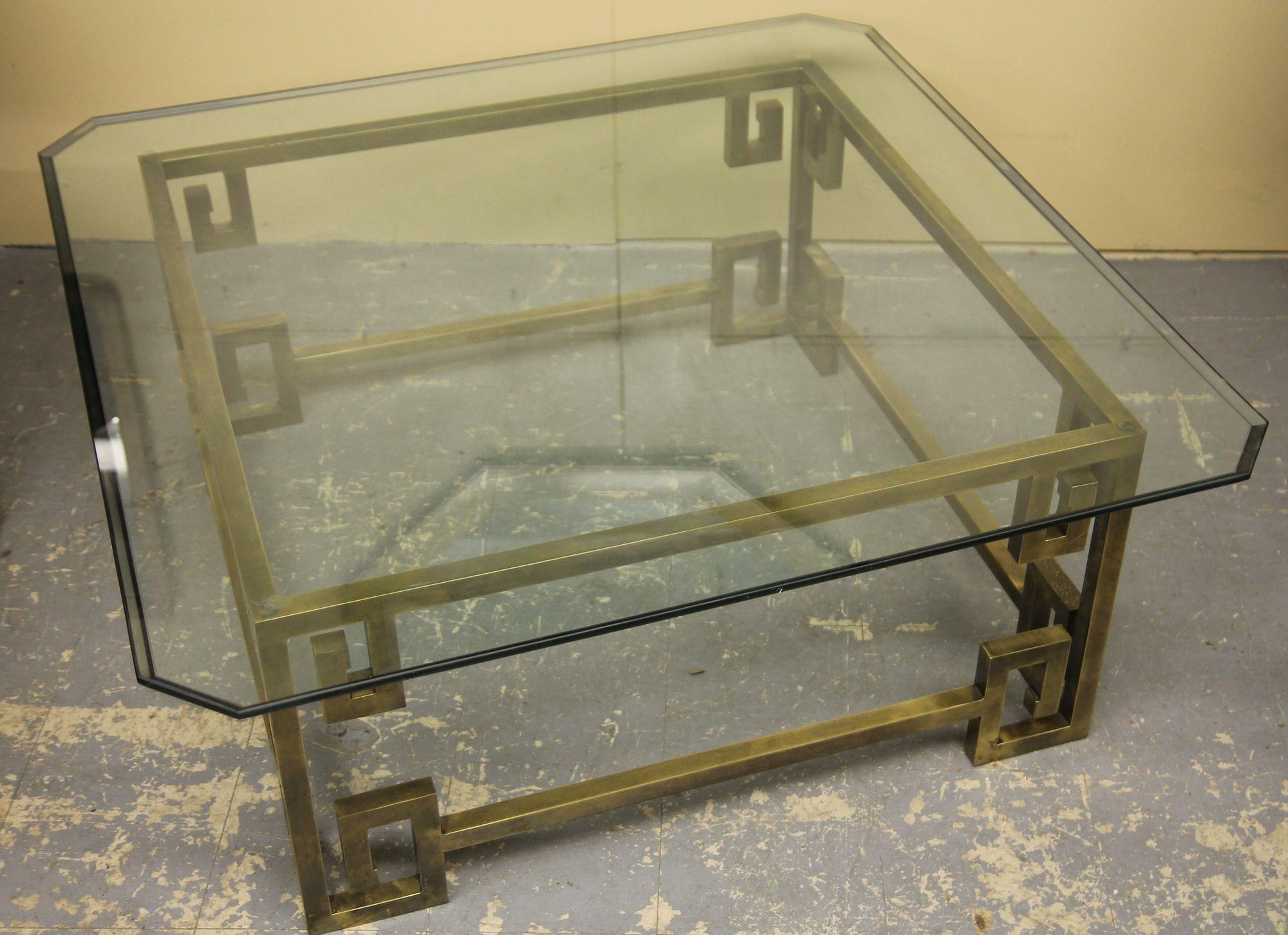 coffee table with brass accents