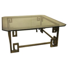 Mastercraft Brass Coffee Table with Greek Key Accents
