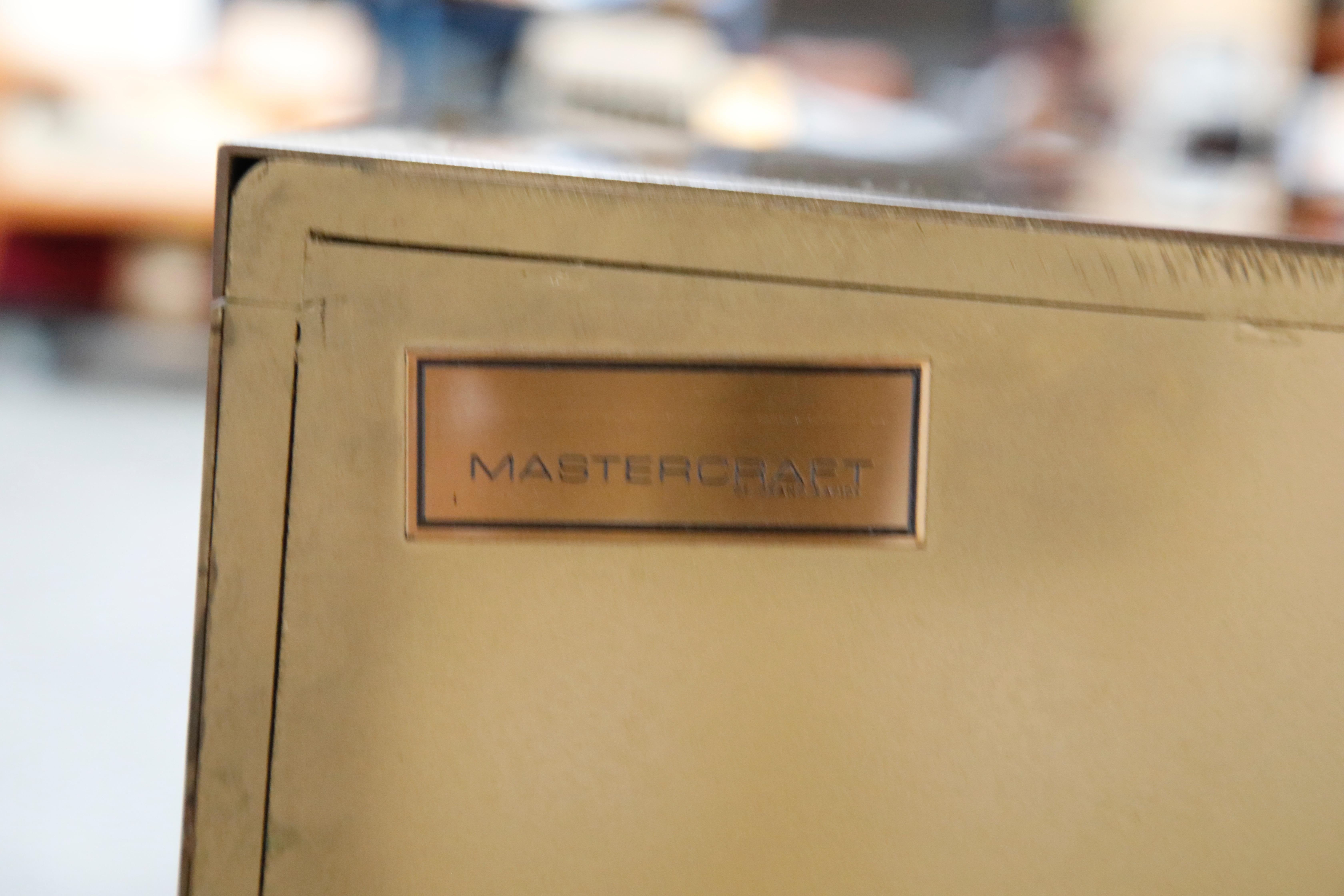 Mastercraft Brass Commode Dresser with Chinese Character Brass Pulls, circa 1970 10