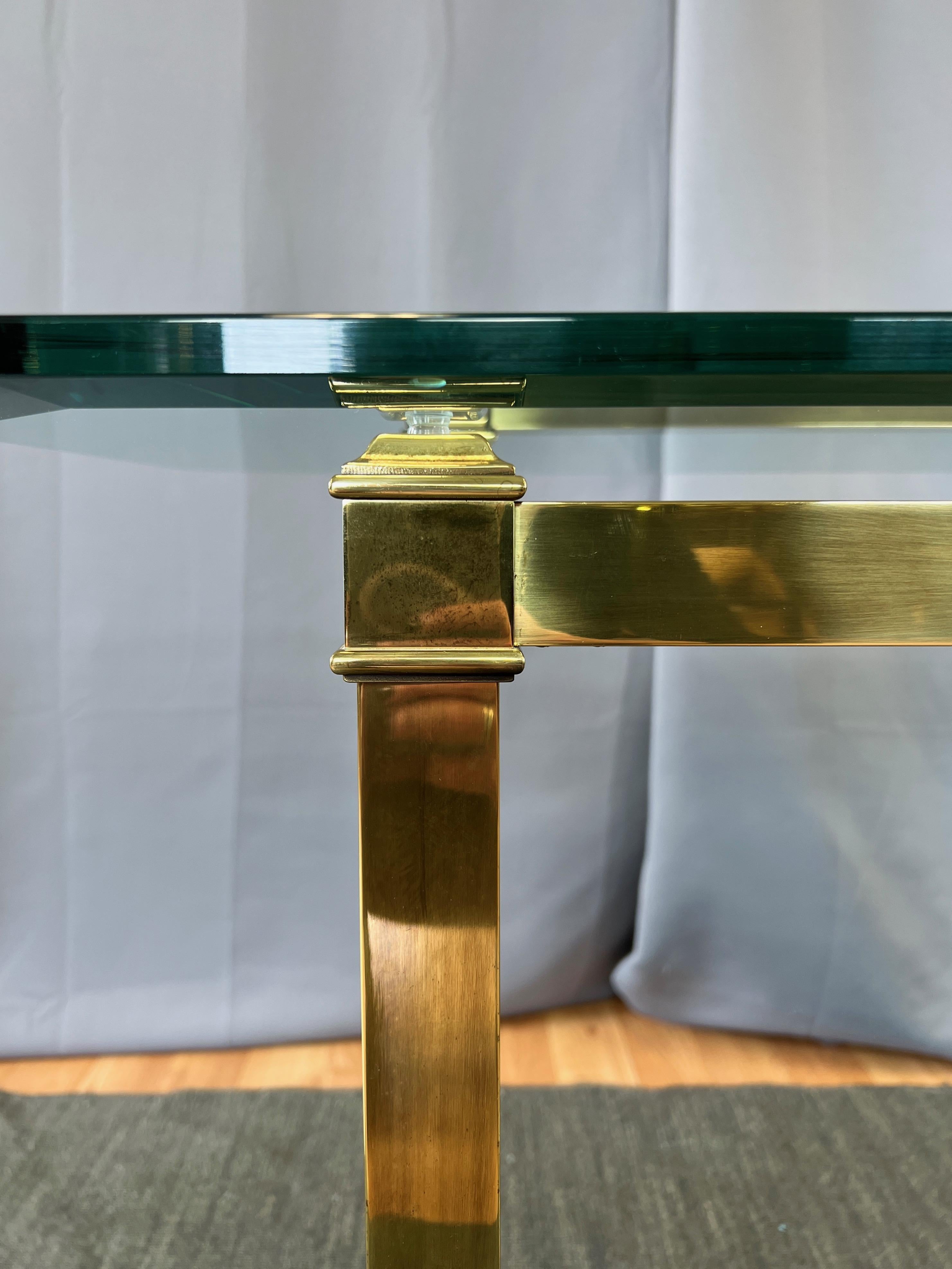 Mastercraft Brass Console Table with Beveled Glass Top, 1970s 8