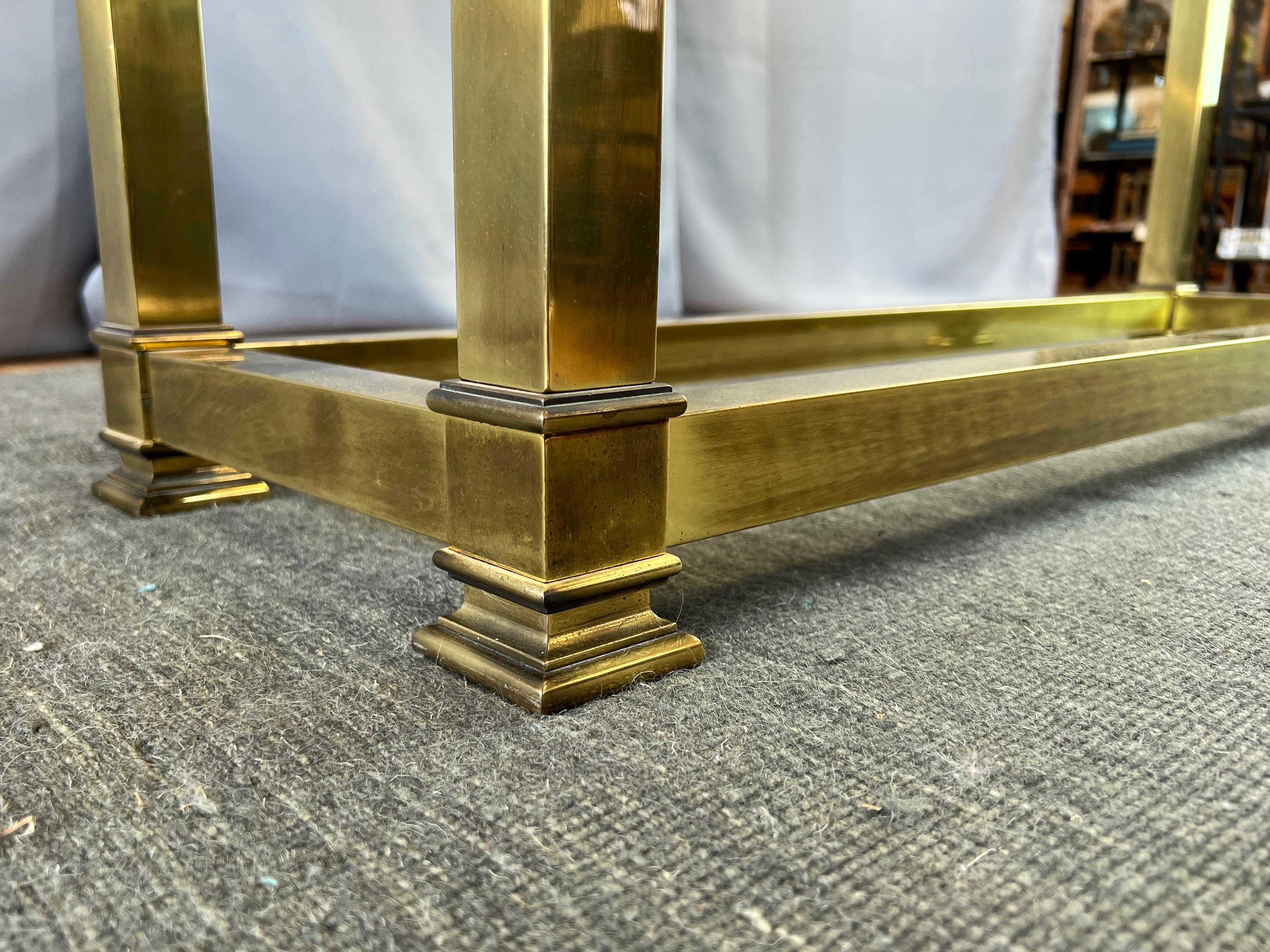 Mastercraft Brass Console Table with Beveled Glass Top, 1970s 9