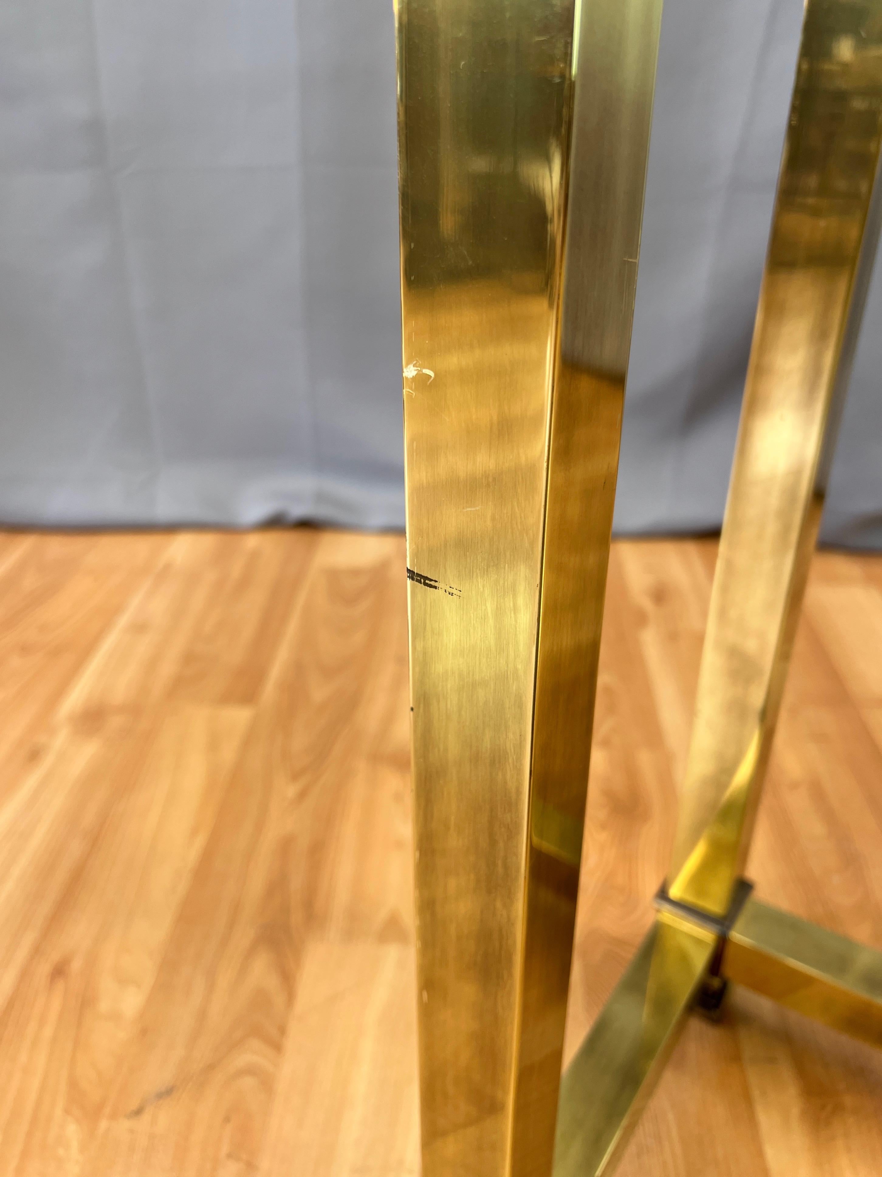 Mastercraft Brass Console Table with Beveled Glass Top, 1970s 13