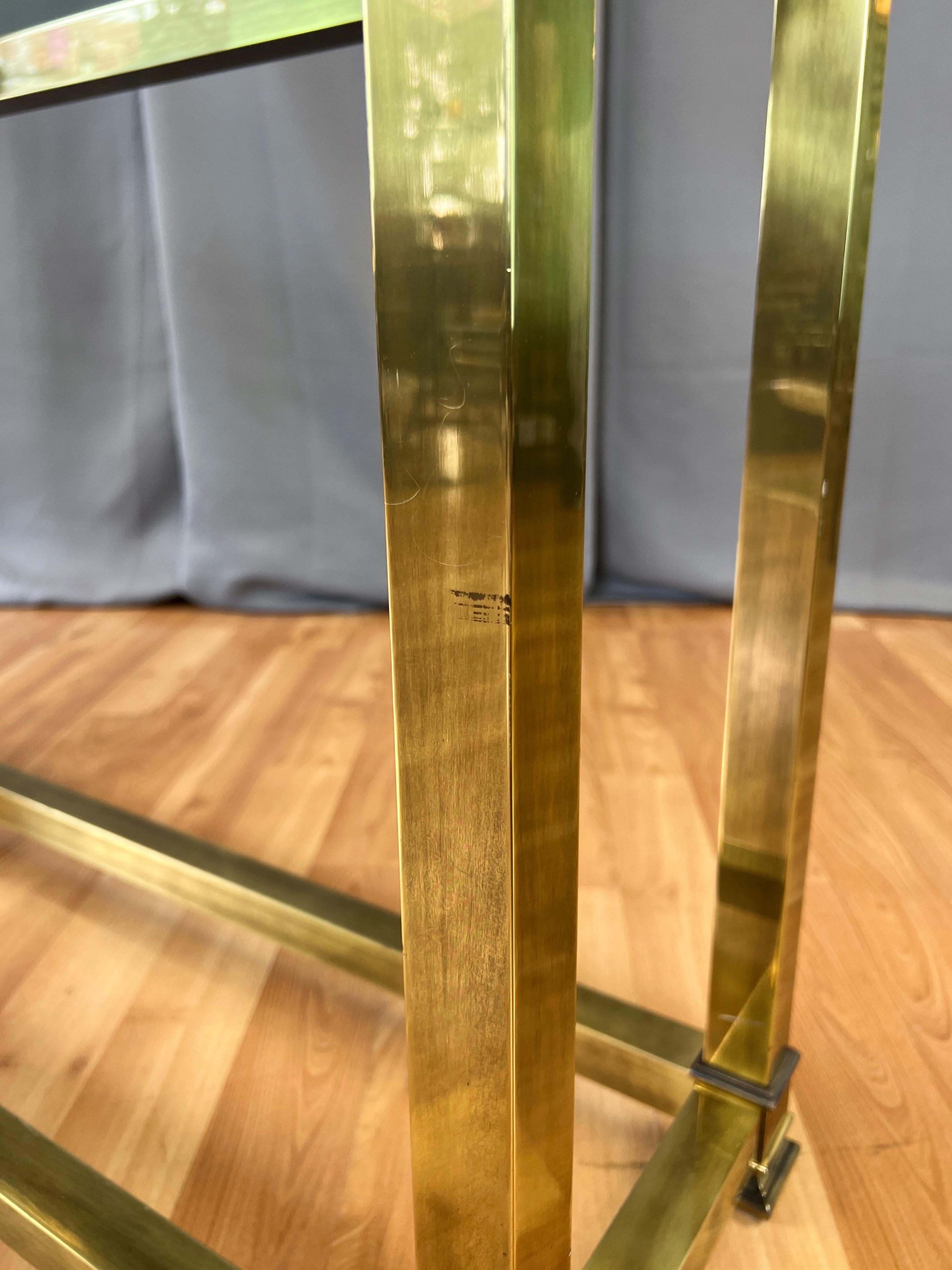 Mastercraft Brass Console Table with Beveled Glass Top, 1970s 14