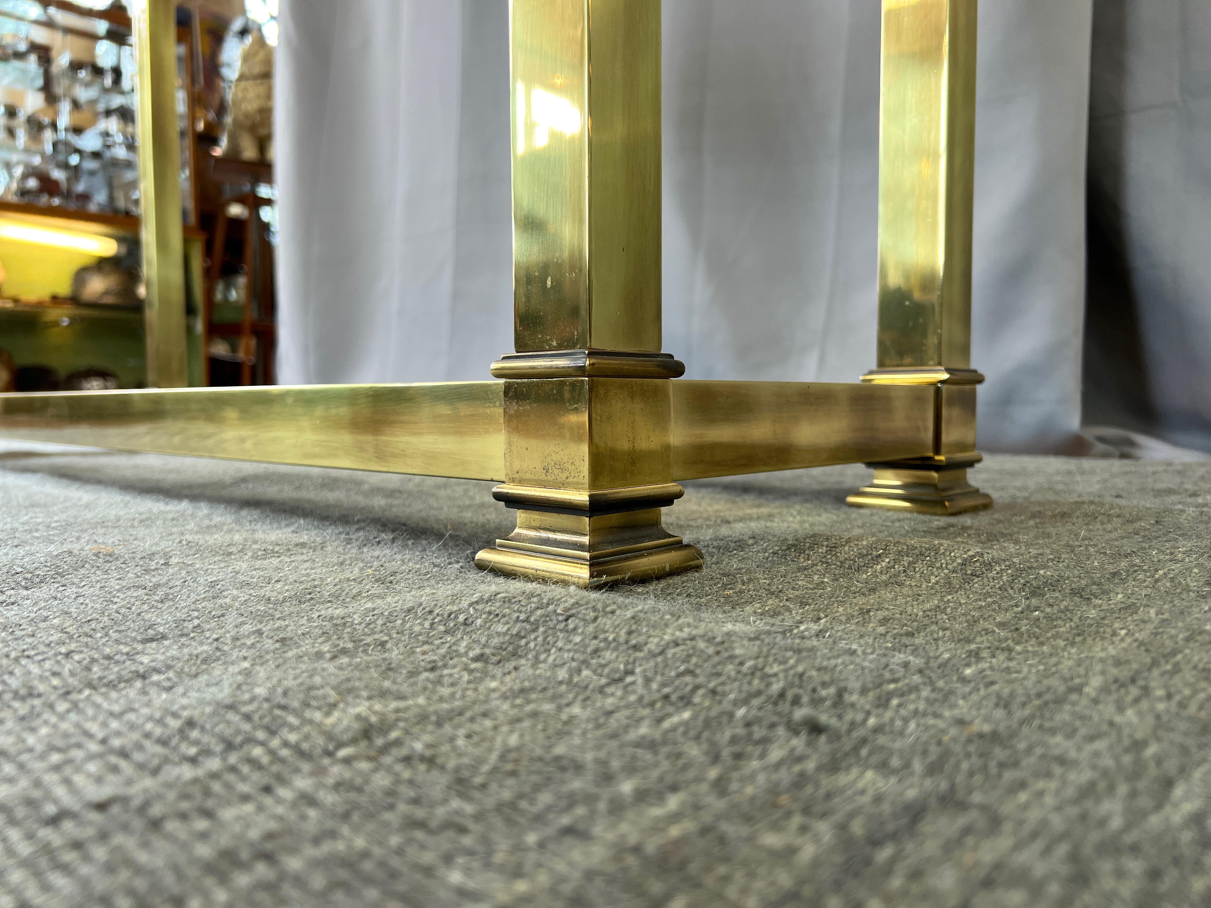 Mastercraft Brass Console Table with Beveled Glass Top, 1970s 1