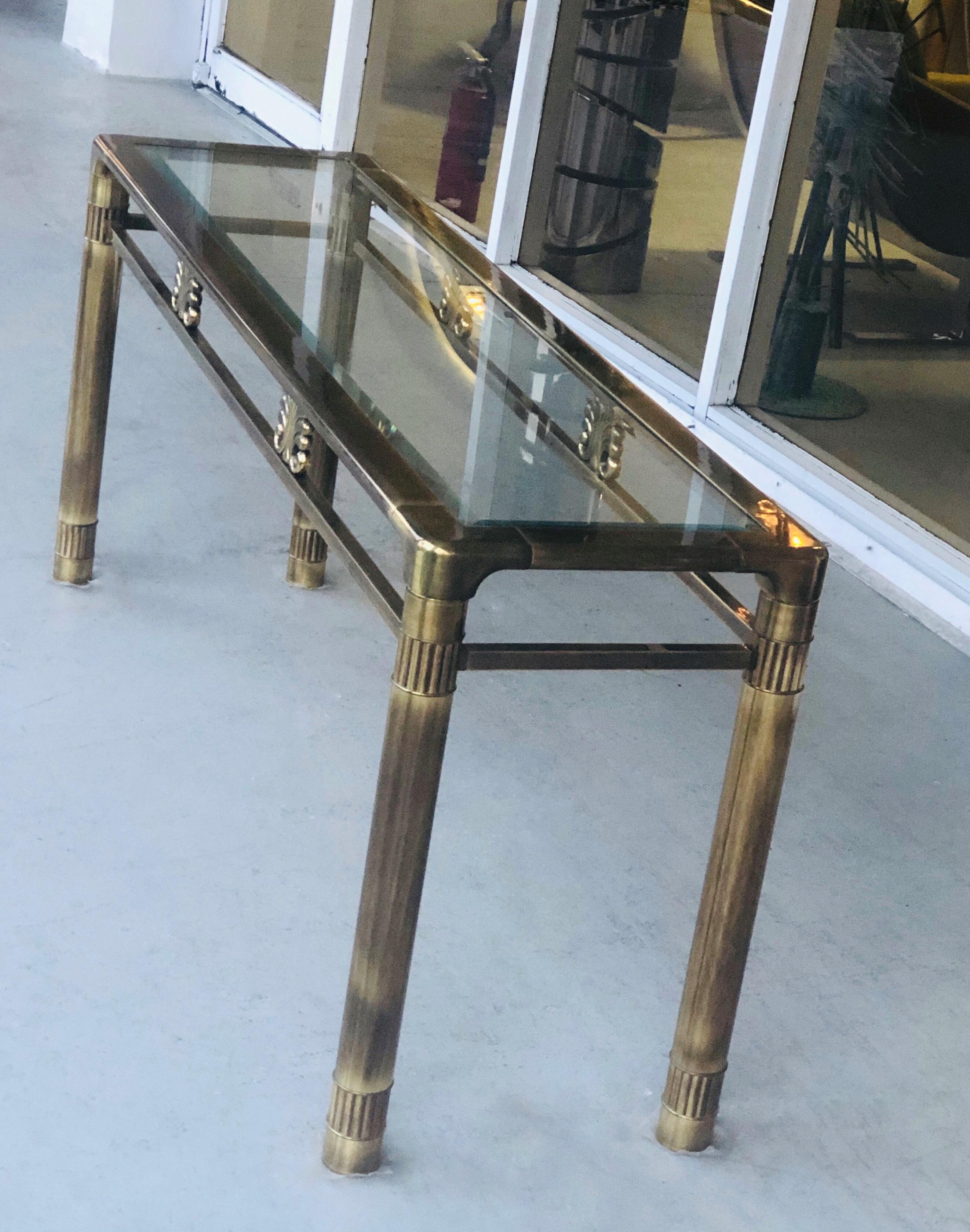 American Mastercraft Brass Console Table with Glass Top