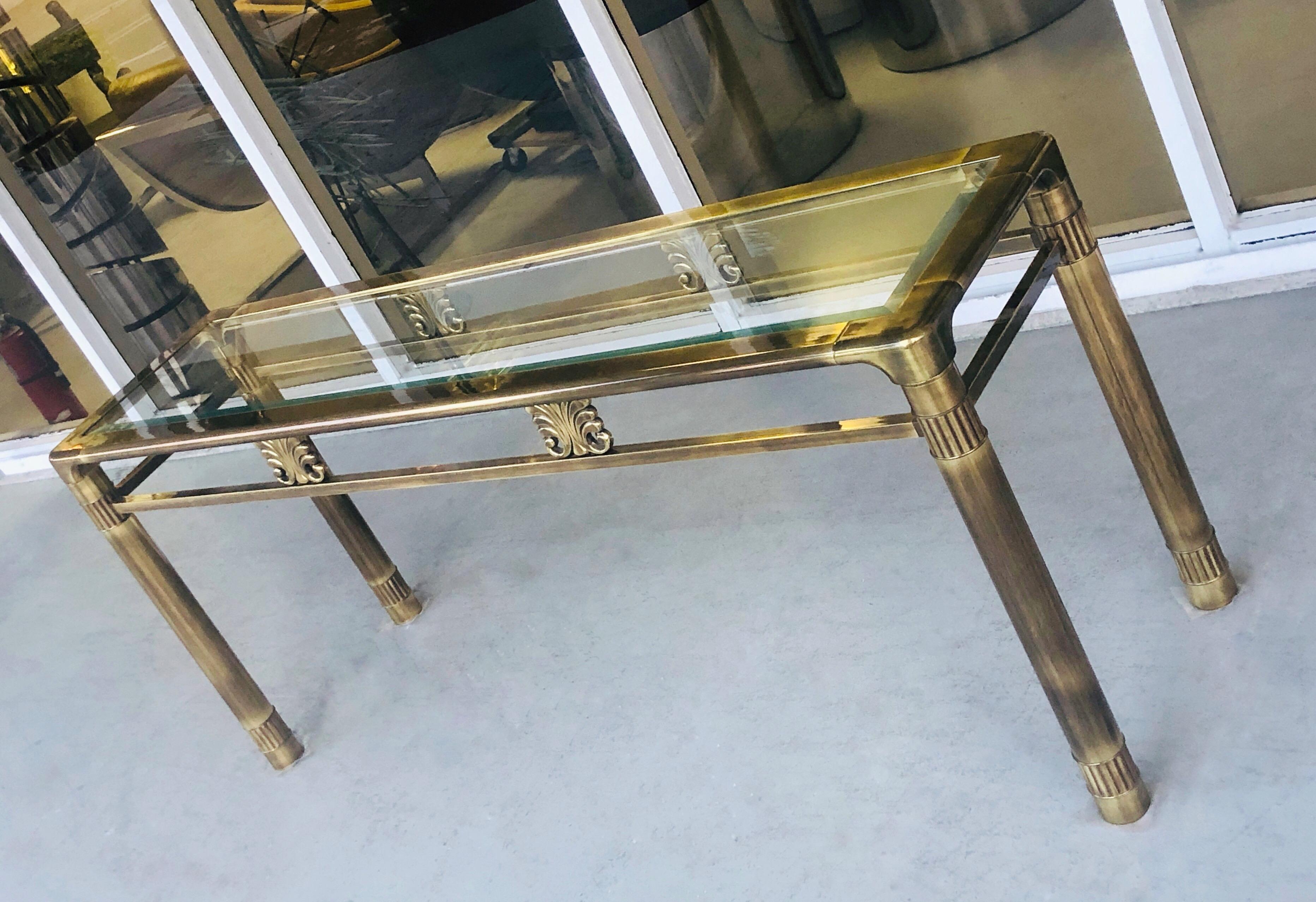 Mastercraft Brass Console Table with Glass Top 1