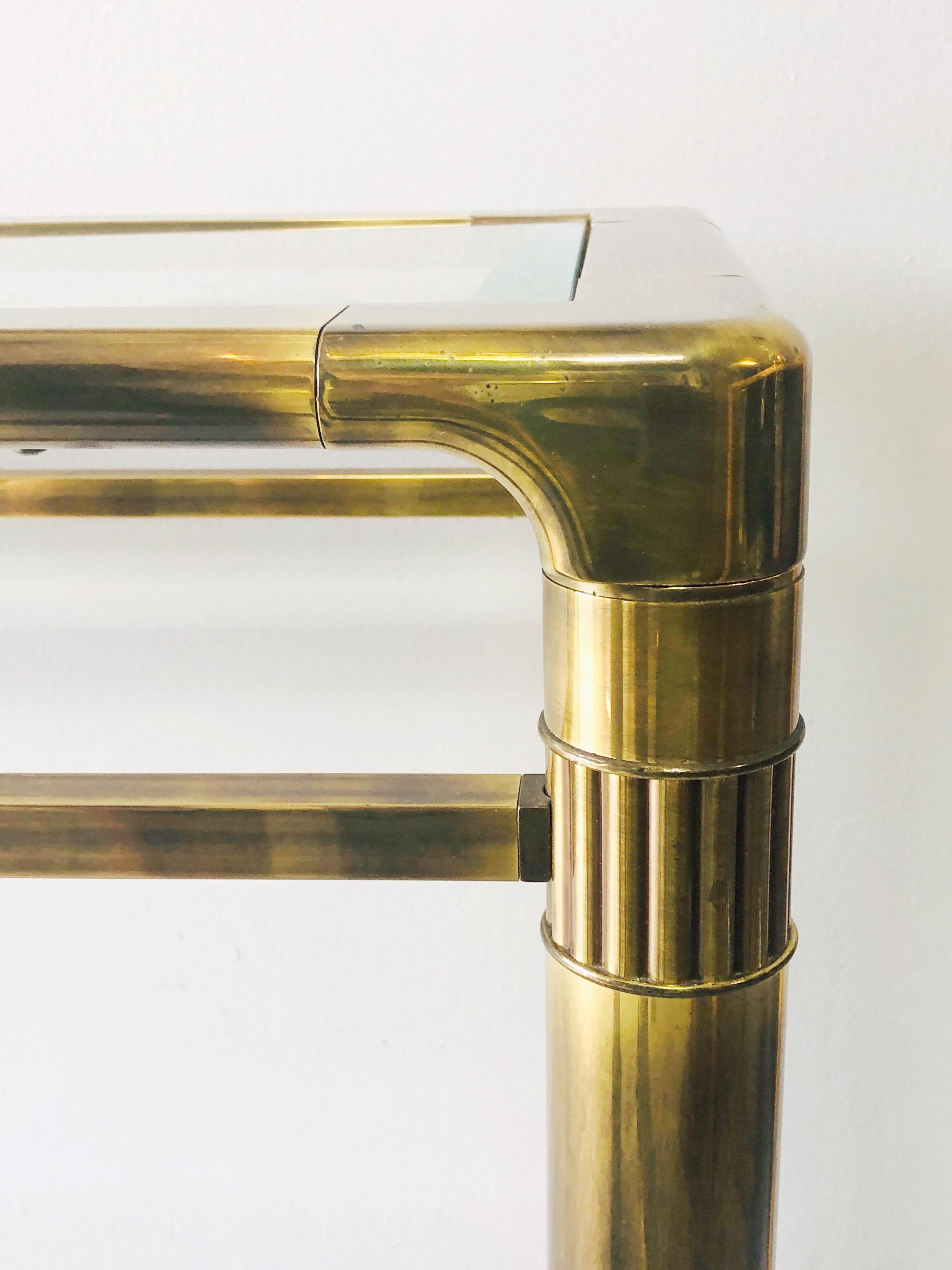Mastercraft Brass Console Table with Glass Top 3