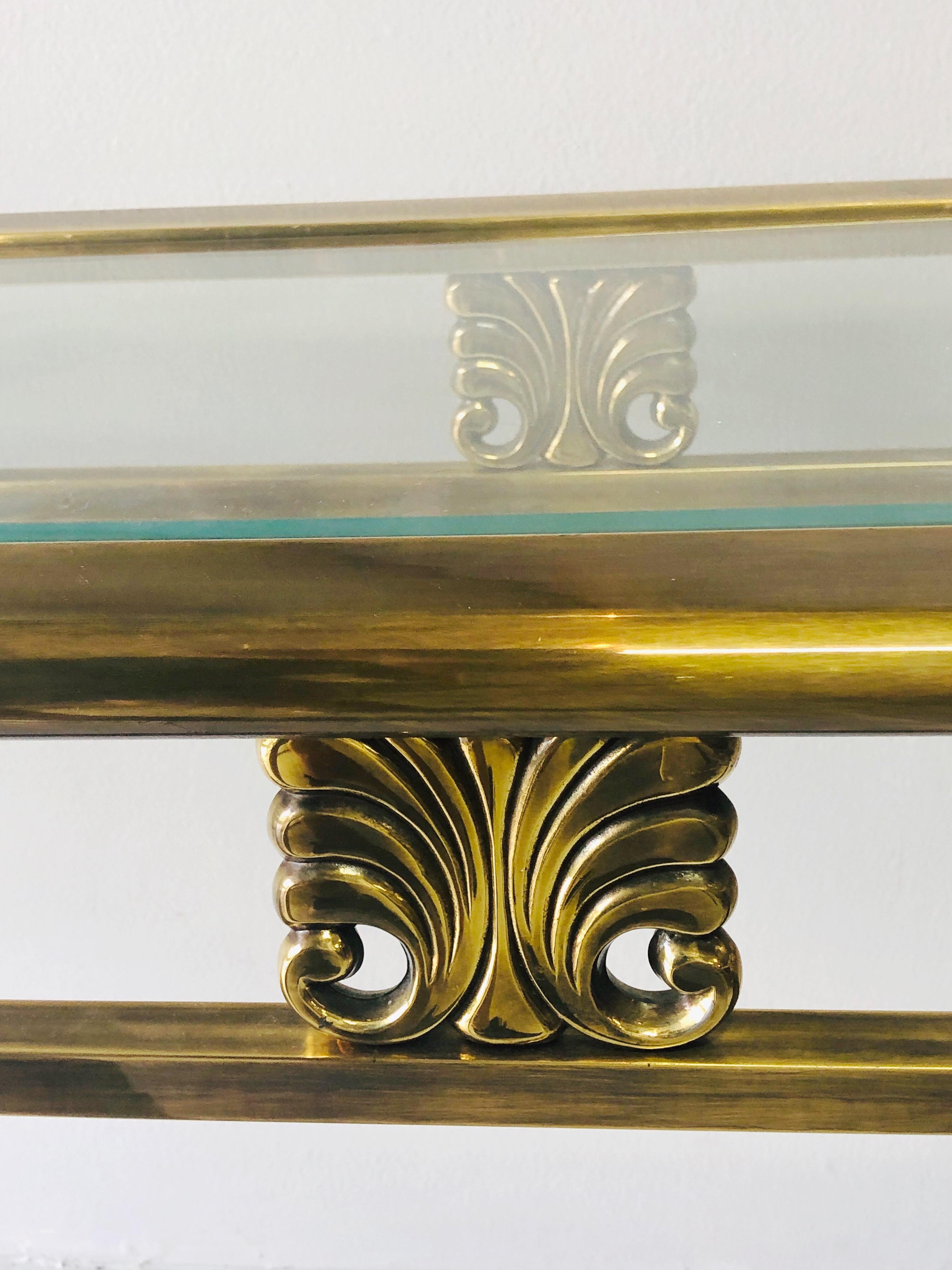 Mastercraft Brass Console Table with Glass Top 4