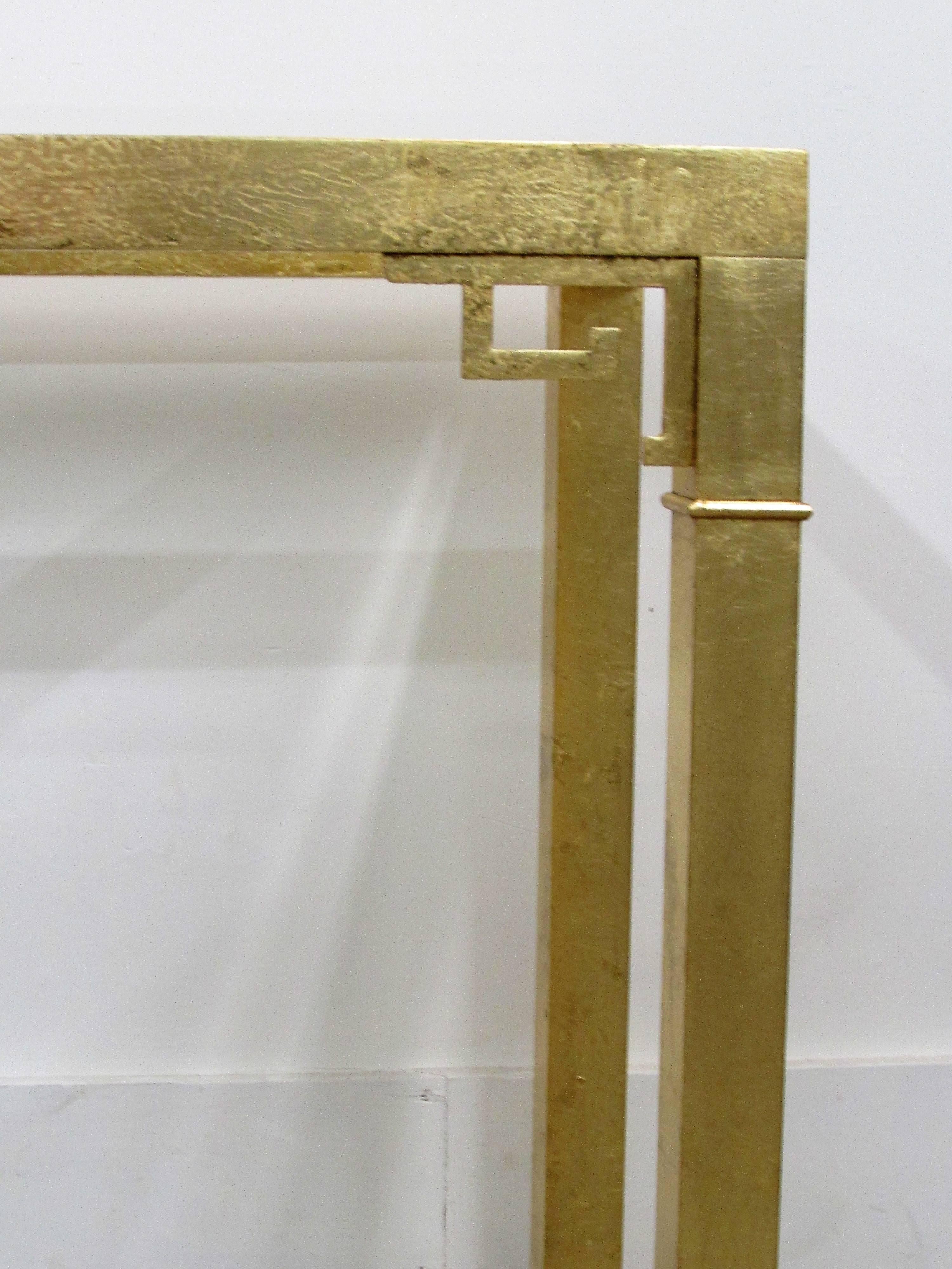 Italian Mastercraft Brass Console Table with Greek Key Embellishments For Sale