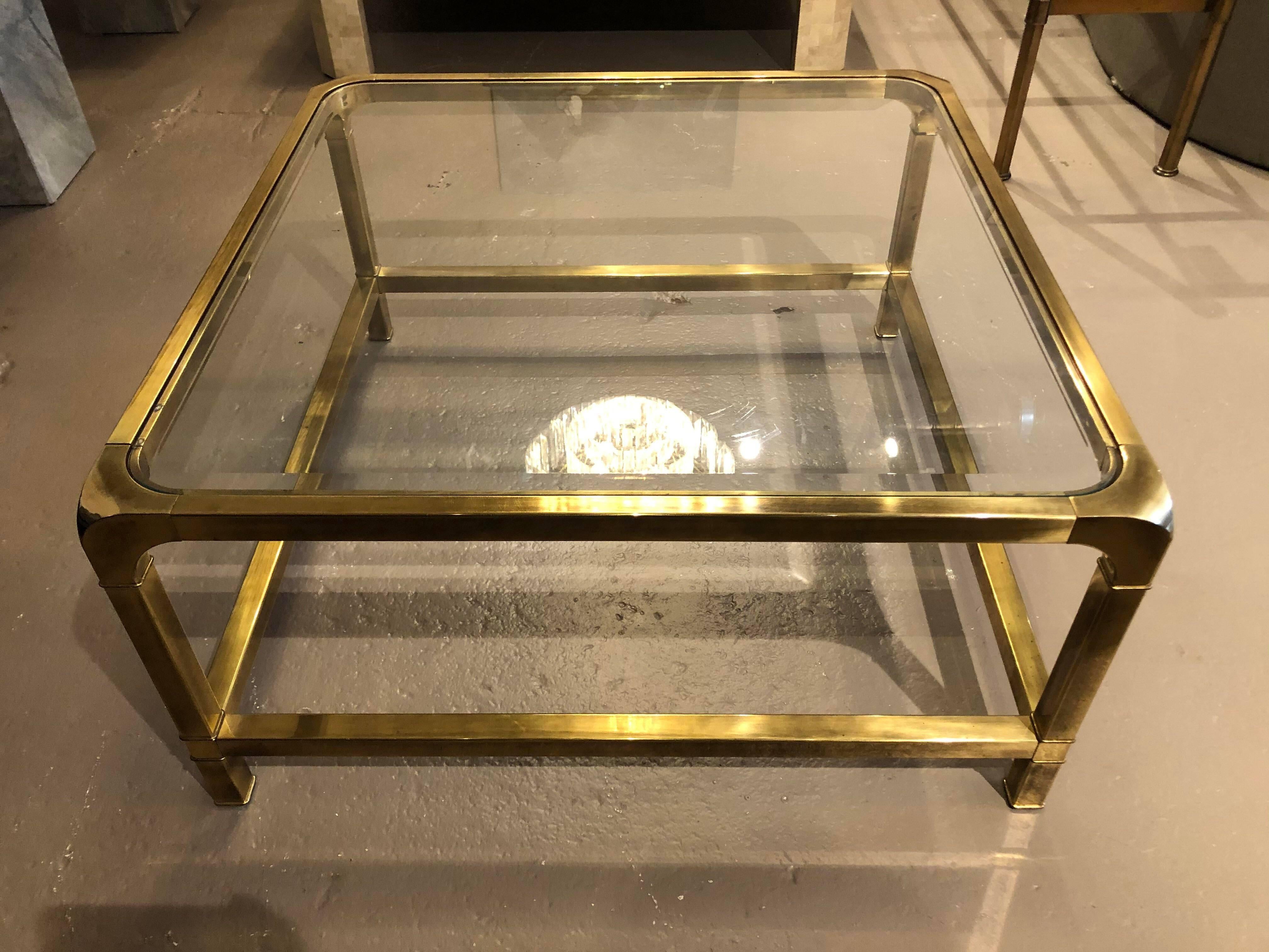 Mastercraft Brass Curved Edge Coffee Table In Good Condition In Chicago, IL