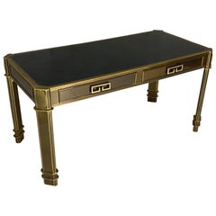 Mastercraft Brass Desk with Black Leather Top, 1970