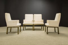 Fauteuils de salle à manger en laiton et tissu Grandma de Mastercraft, vers les années 1970