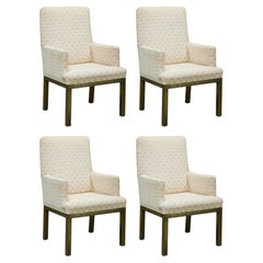 Mastercraft Brass Dining Armchairs with Grandma Fabric, circa 1970s