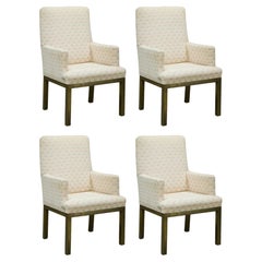 Retro Mastercraft Brass Dining Armchairs with Grandma Fabric, Set of Four, circa 1970s