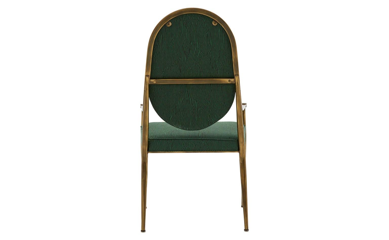 American Mastercraft Brass Dining Chair in Kelly Wearstler Avant Green Linen