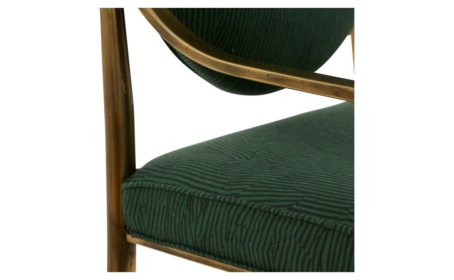 20th Century Mastercraft Brass Dining Chair in Kelly Wearstler Avant Green Linen