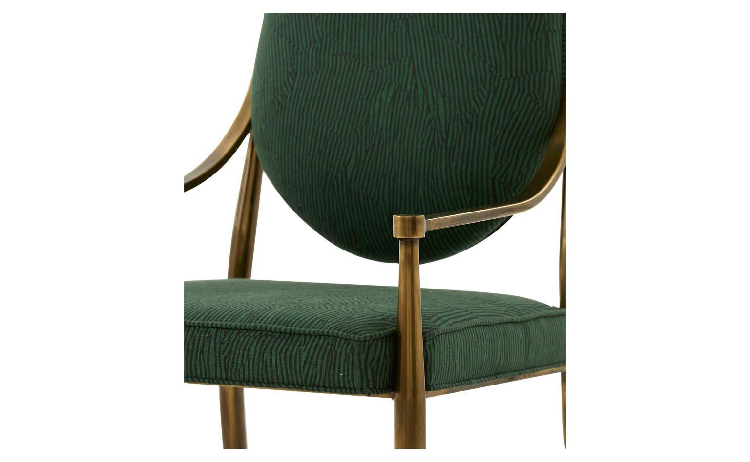 Mastercraft Brass Dining Chair in Kelly Wearstler Avant Green Linen 1
