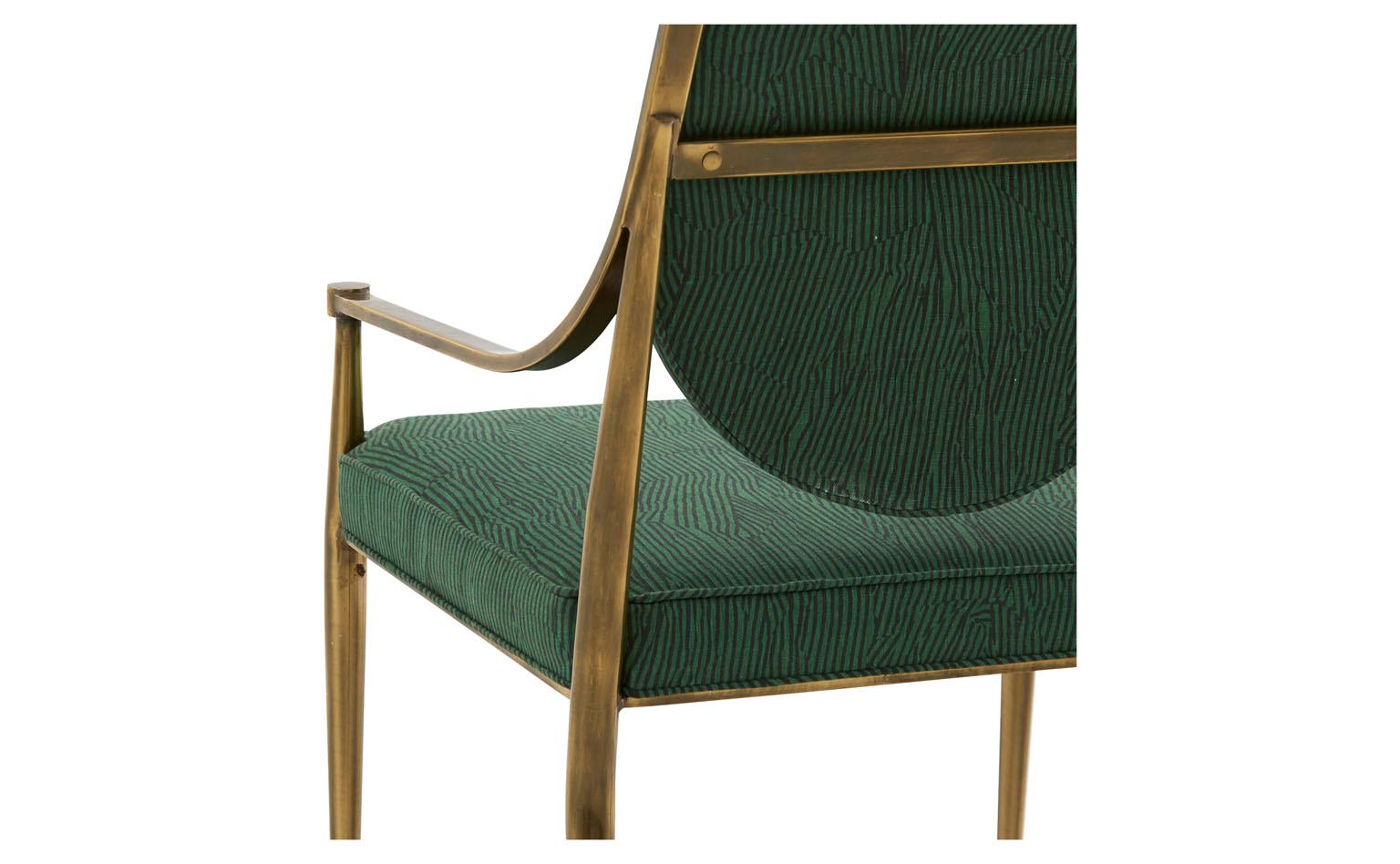 Mastercraft Brass Dining Chair in Kelly Wearstler Avant Green Linen 2