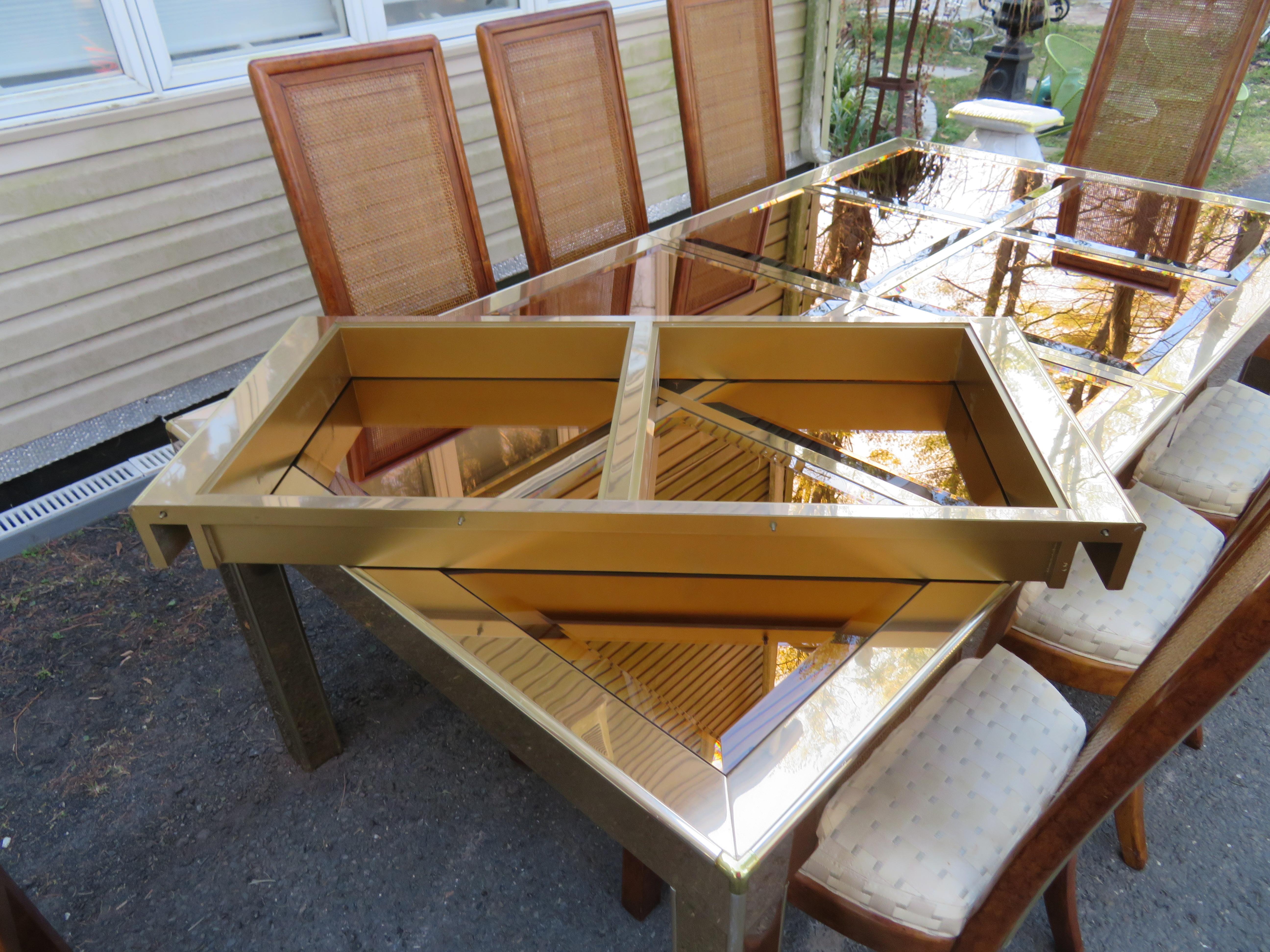 Table de salle à manger Mastercraft en laiton avec plateau en bronze en forme de miroir, mi-siècle moderne en vente 5