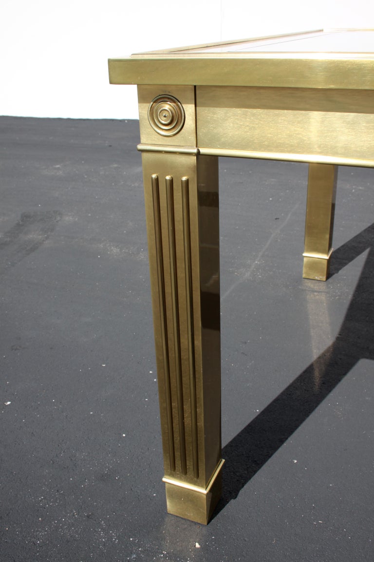 Mastercraft Brass Dining Table with Glass Inserts For Sale at 1stDibs