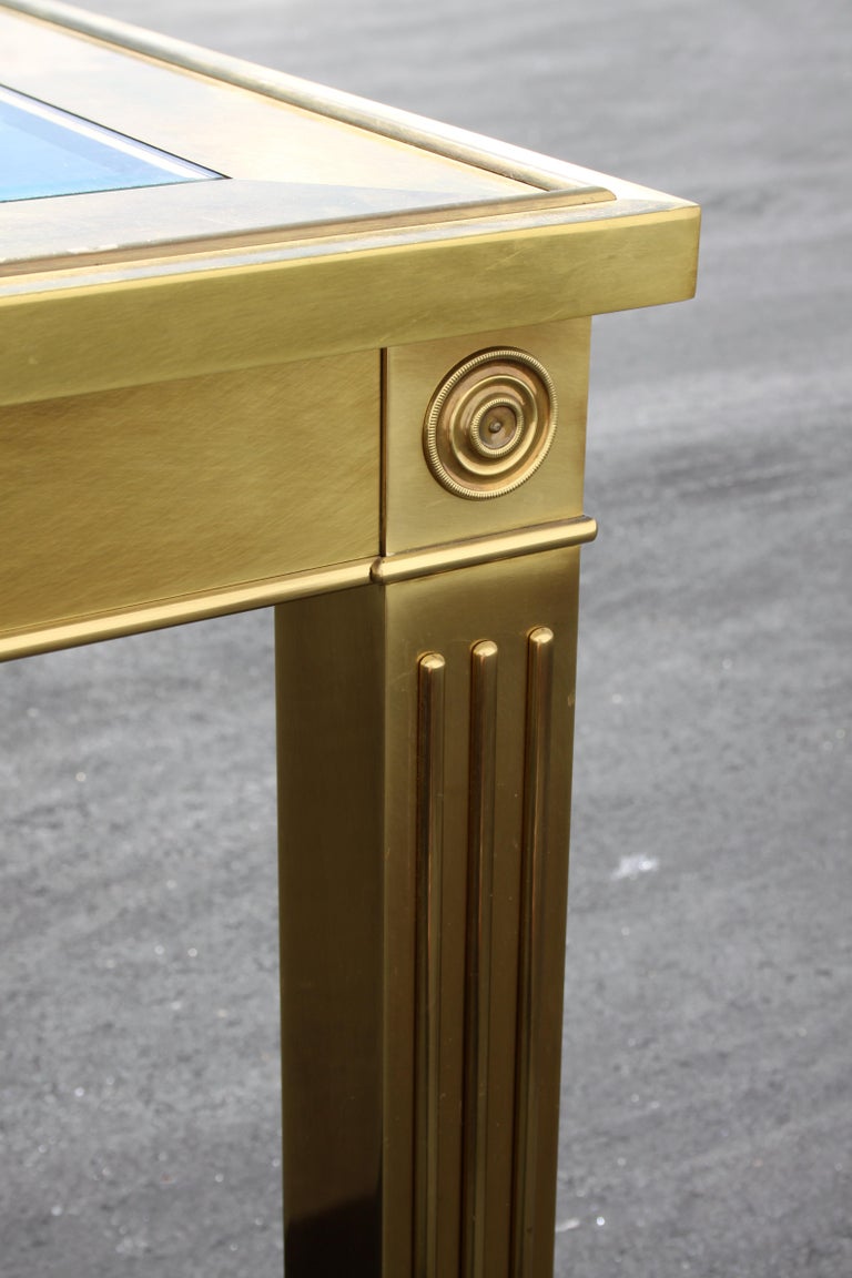 Mastercraft Brass Dining Table with Glass Inserts For Sale at 1stDibs