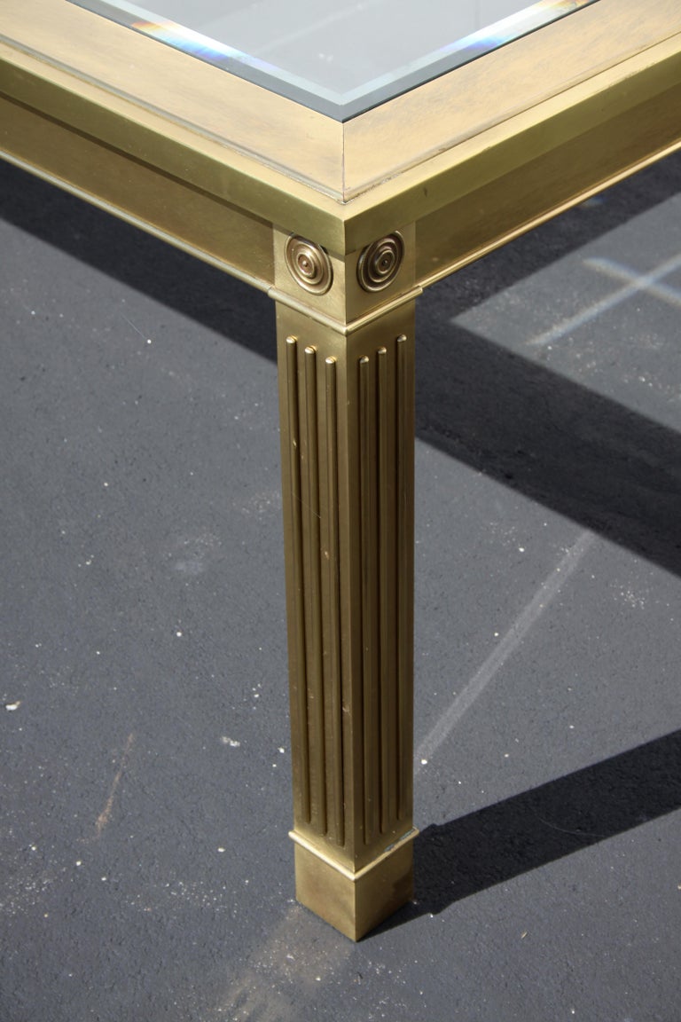 Mastercraft Brass Dining Table with Glass Inserts For Sale at 1stDibs