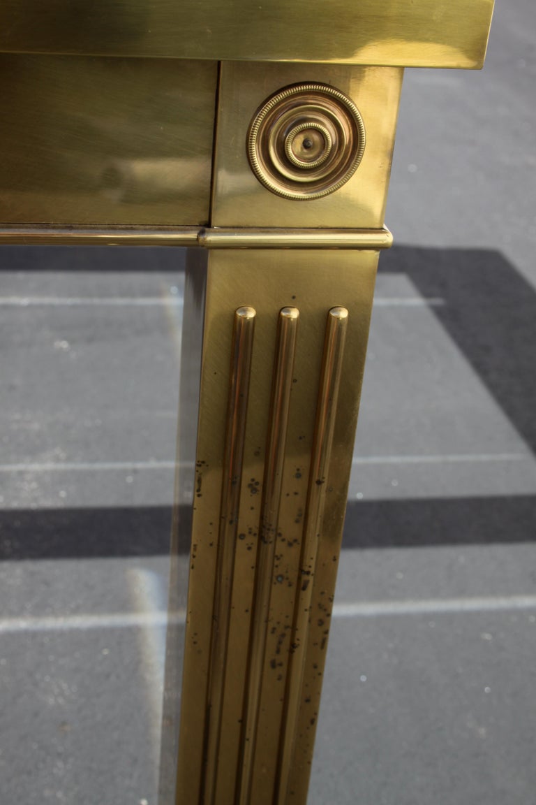 Mastercraft Brass Dining Table with Glass Inserts For Sale at 1stDibs