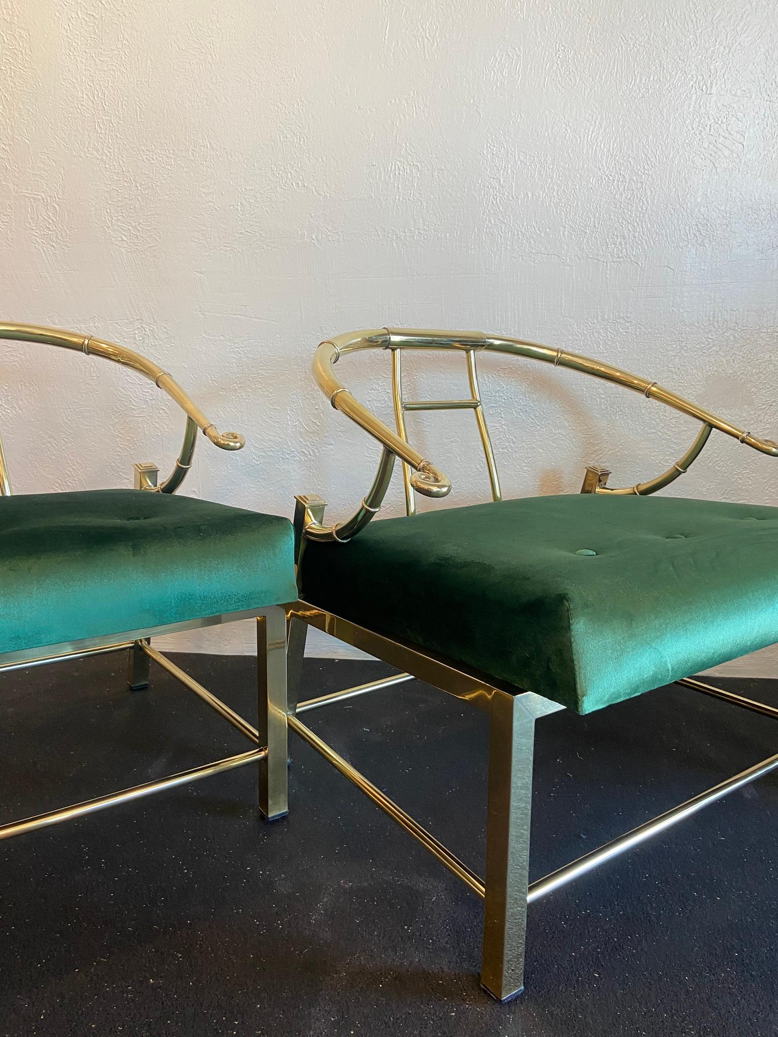 Mid-Century Modern Mastercraft Brass Empress Chairs-A Pair For Sale