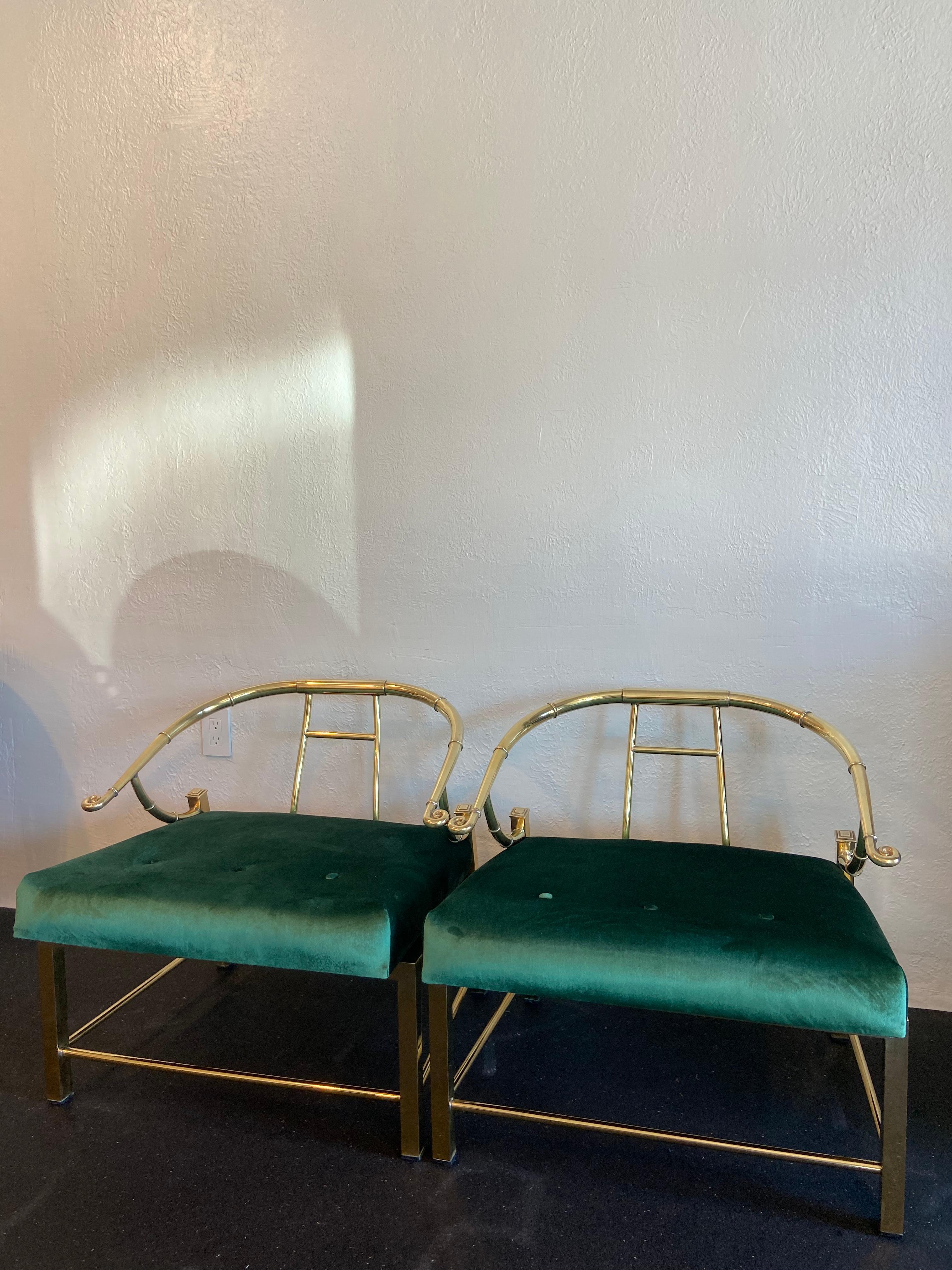 Italian Mastercraft Brass Empress Chairs-A Pair For Sale