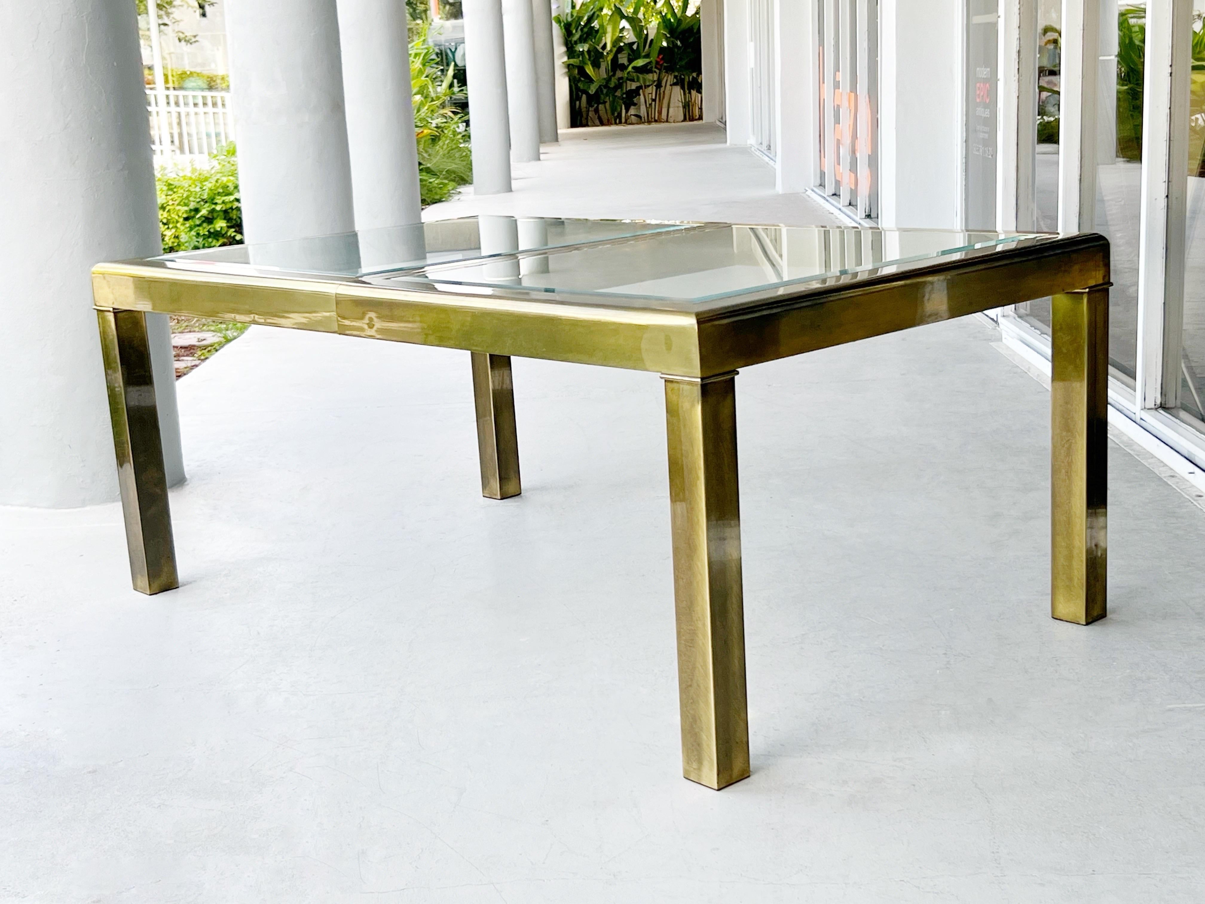 Mastercraft Brass Expandable Classic Dining Table with Leaf For Sale 4