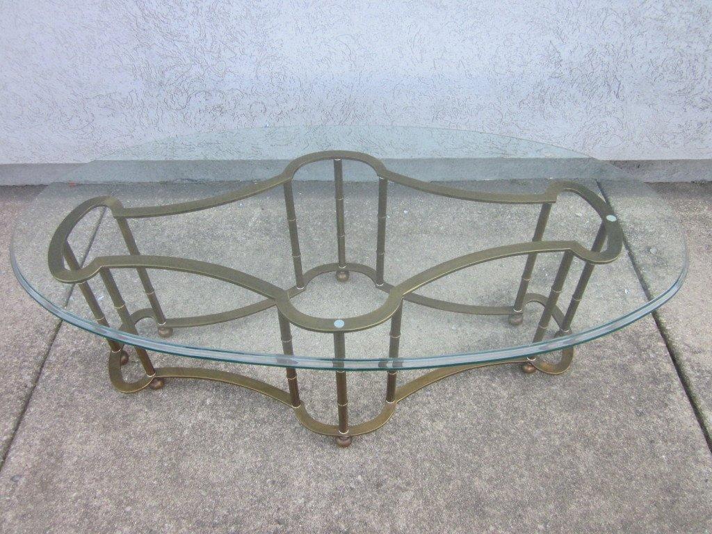 Mid-Century Modern Mastercraft Brass Faux Bamboo Coffee Table For Sale