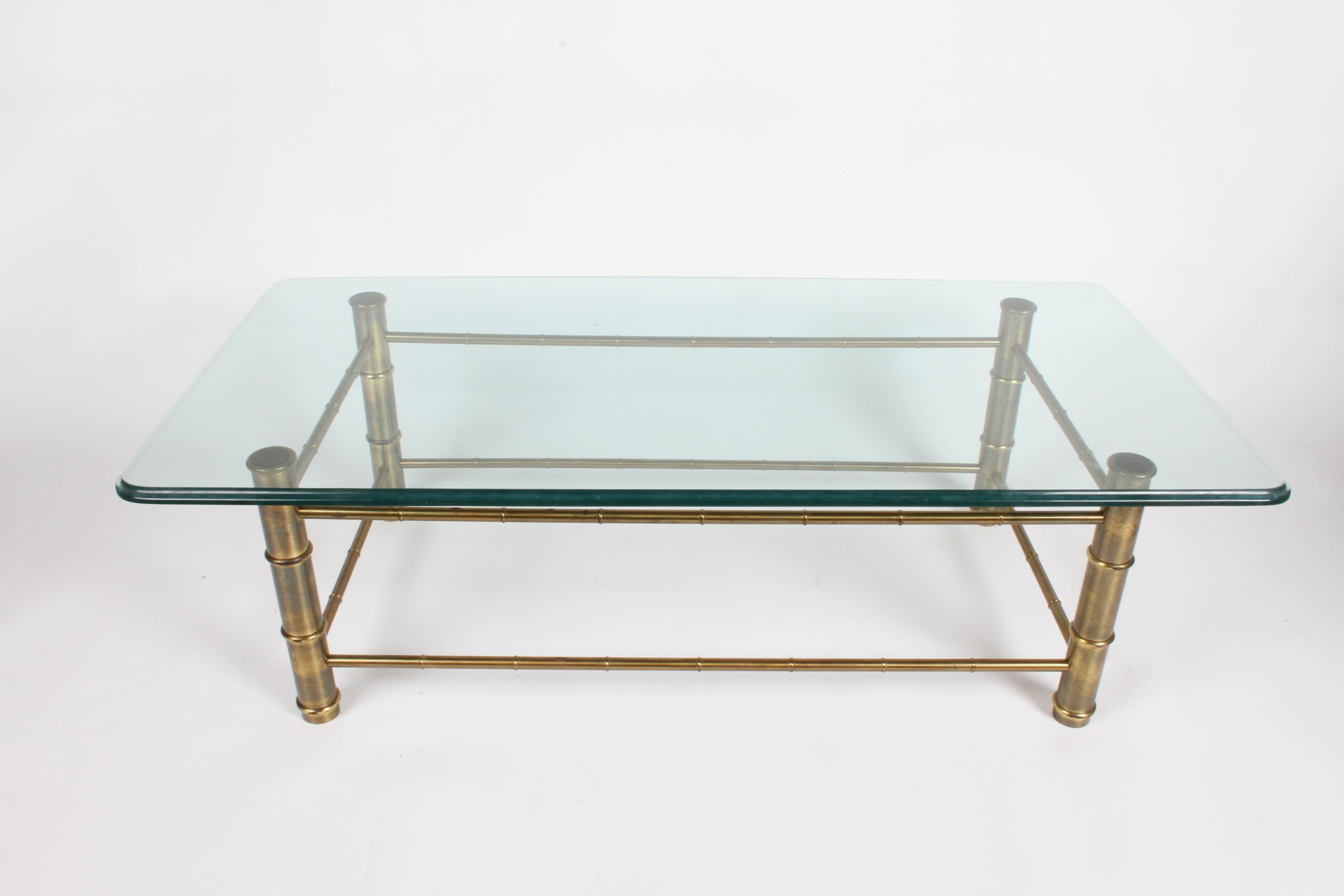 Late 20th Century Mastercraft Brass Faux Bamboo Coffee Table