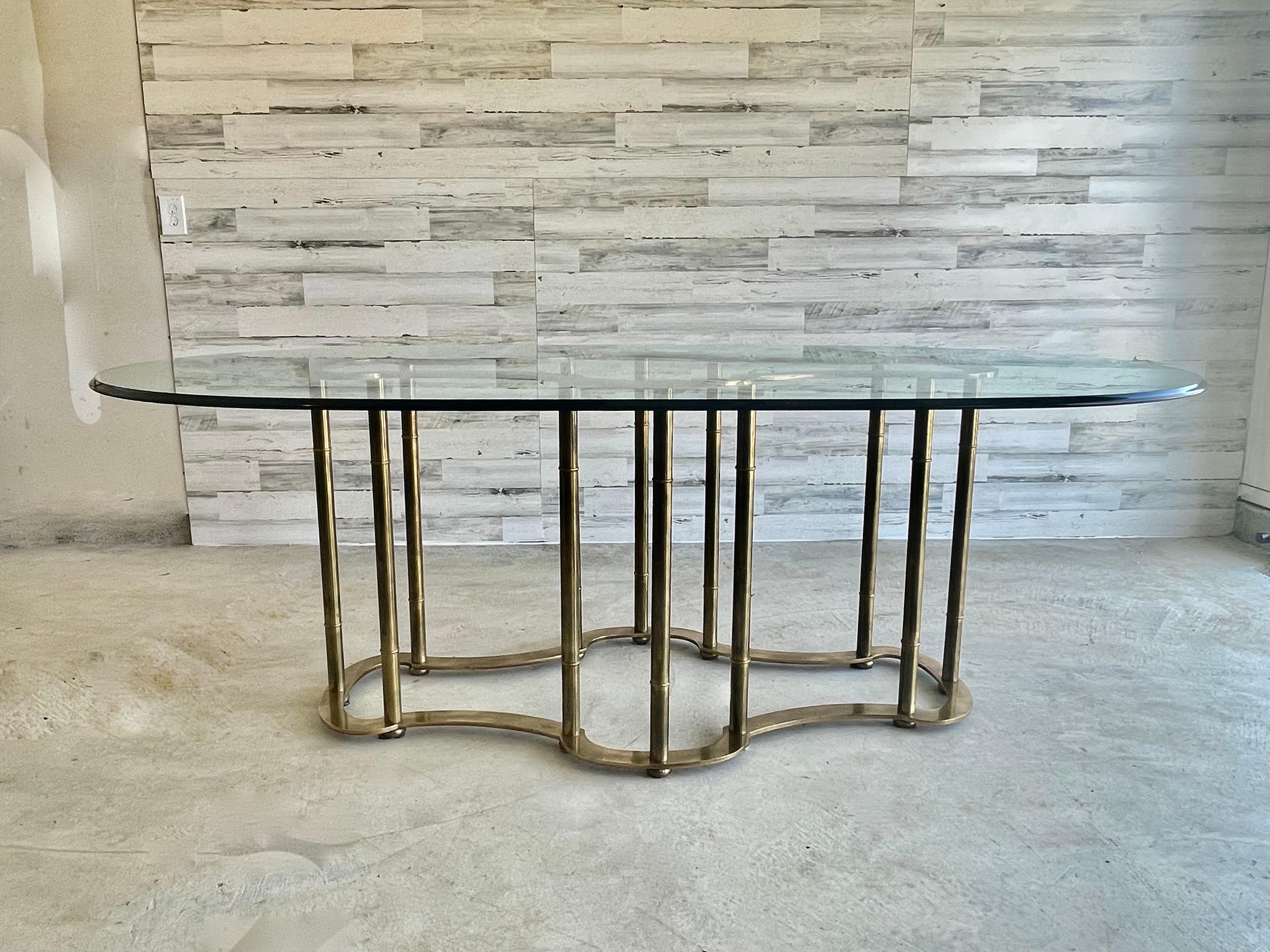 Mastercraft Brass Faux Bamboo Dining Table In Good Condition In Denton, TX