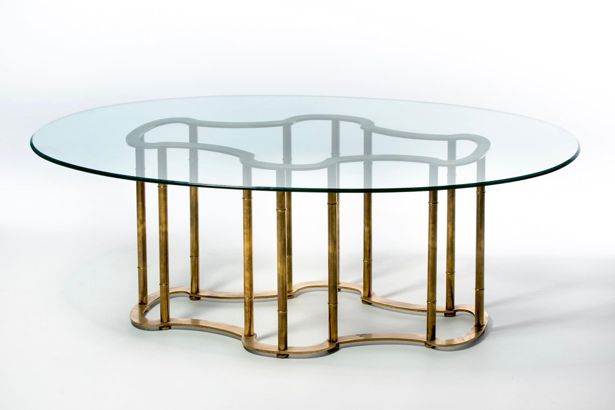 Mesa de comedor Mastercraft Brass Faux Bamboo Hollywood Regency, circa 1970 en venta 6
