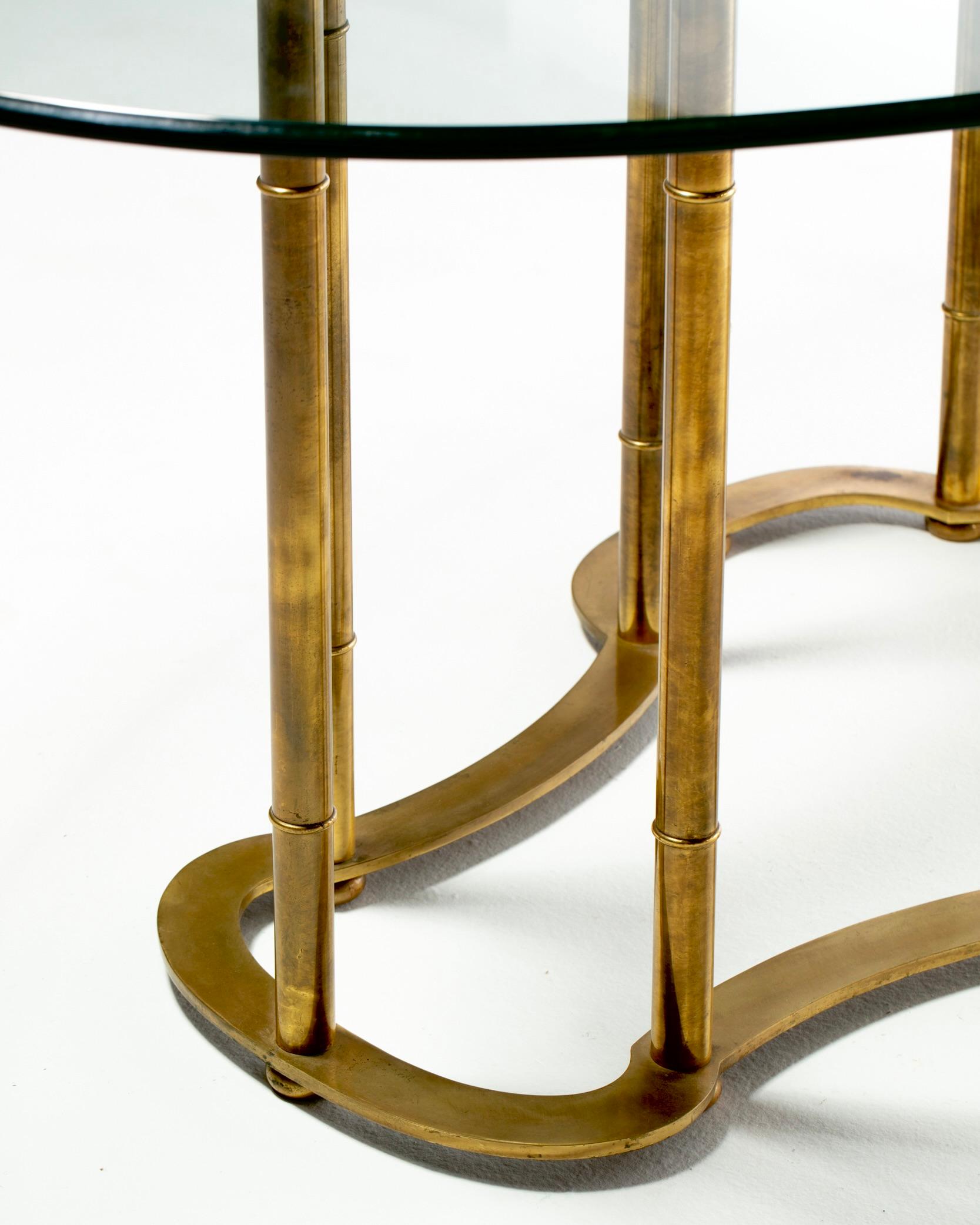 Mesa de comedor Mastercraft Brass Faux Bamboo Hollywood Regency, circa 1970 finales del siglo XX en venta