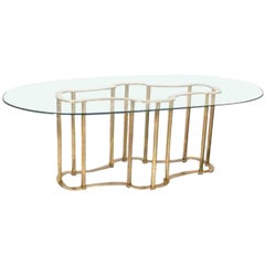 Table de salle à manger Mastercraft Brass Faux Bamboo Hollywood Regency:: vers 1970