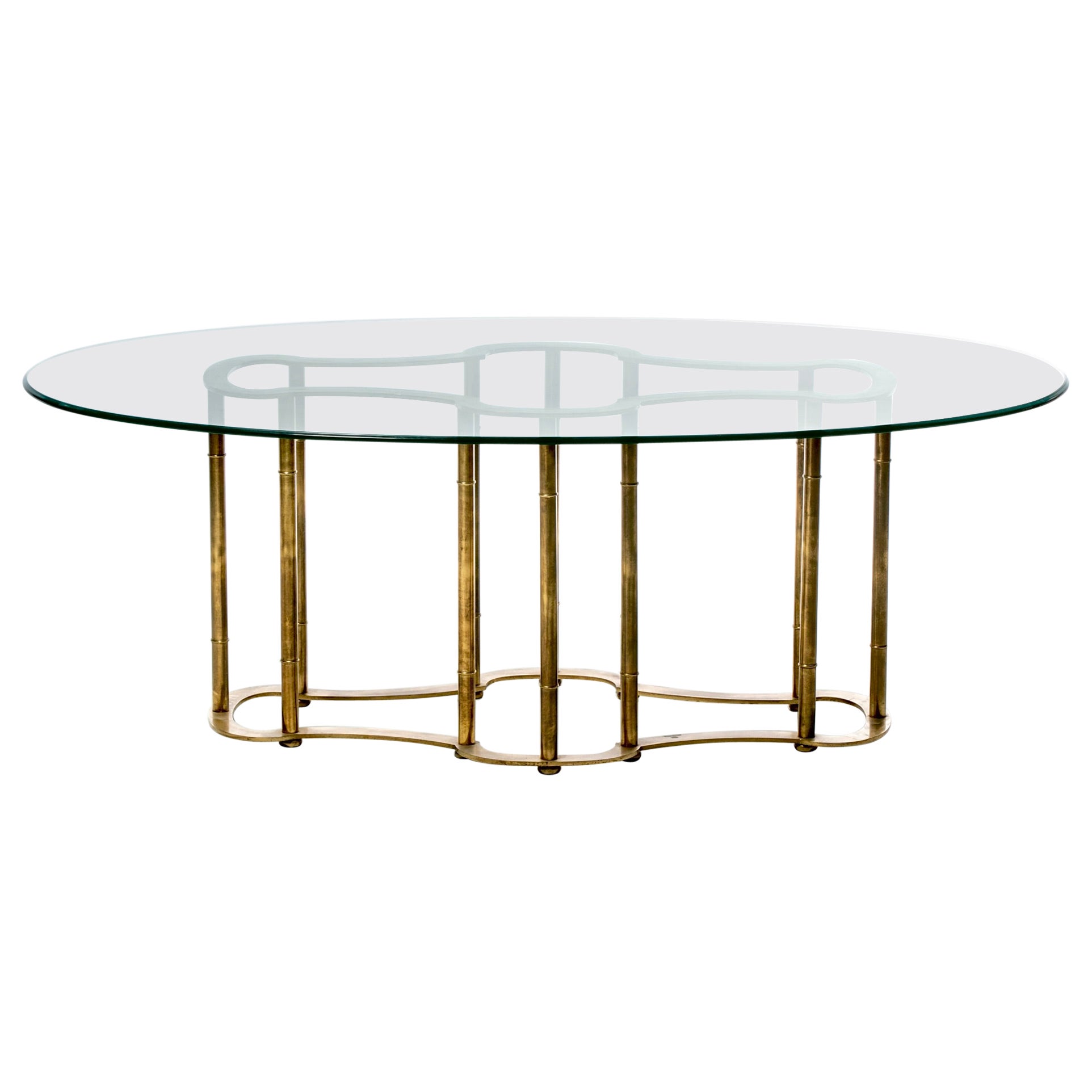 Mastercraft Brass Faux Bamboo Hollywood Regency Dining Table, circa 1970