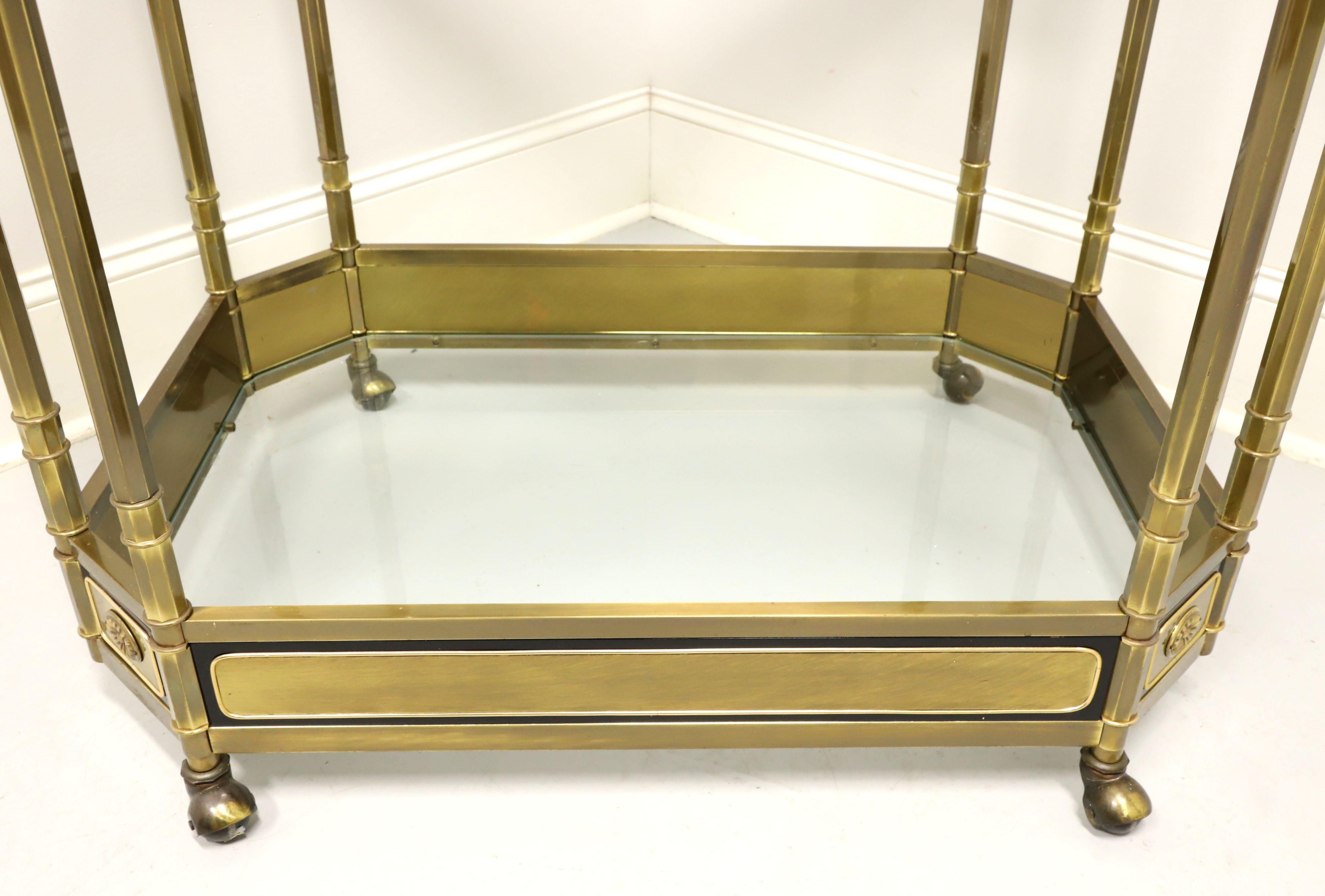 MASTERCRAFT Brass & Glass Neoclassical Greek Key Bar Cart 2