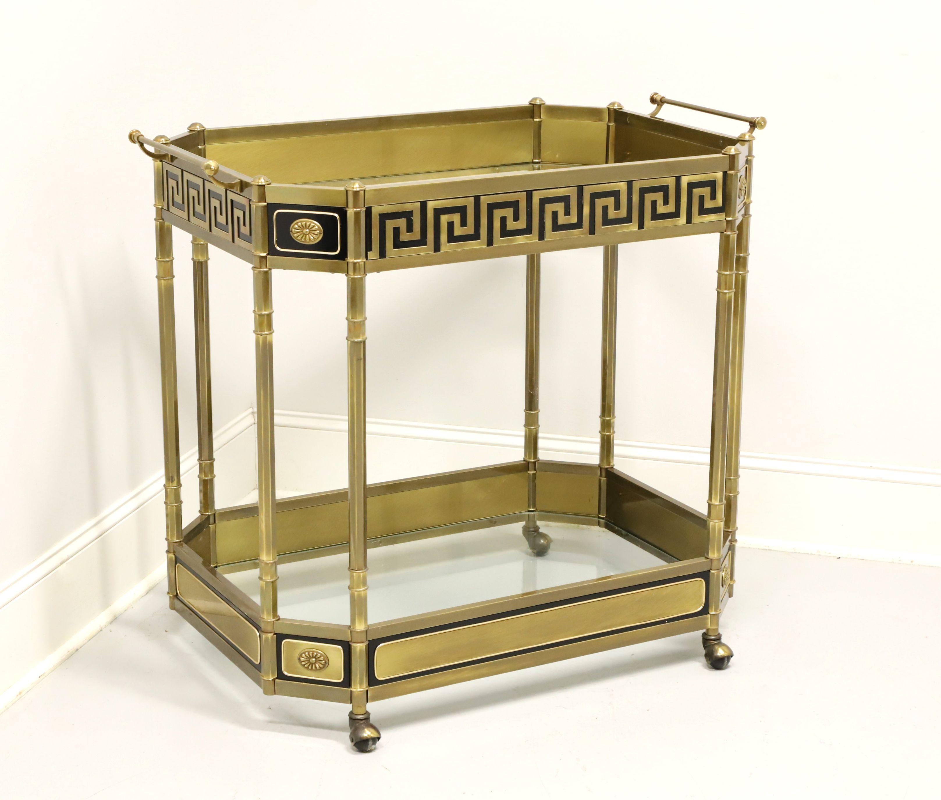 MASTERCRAFT Brass & Glass Neoclassical Greek Key Bar Cart 4